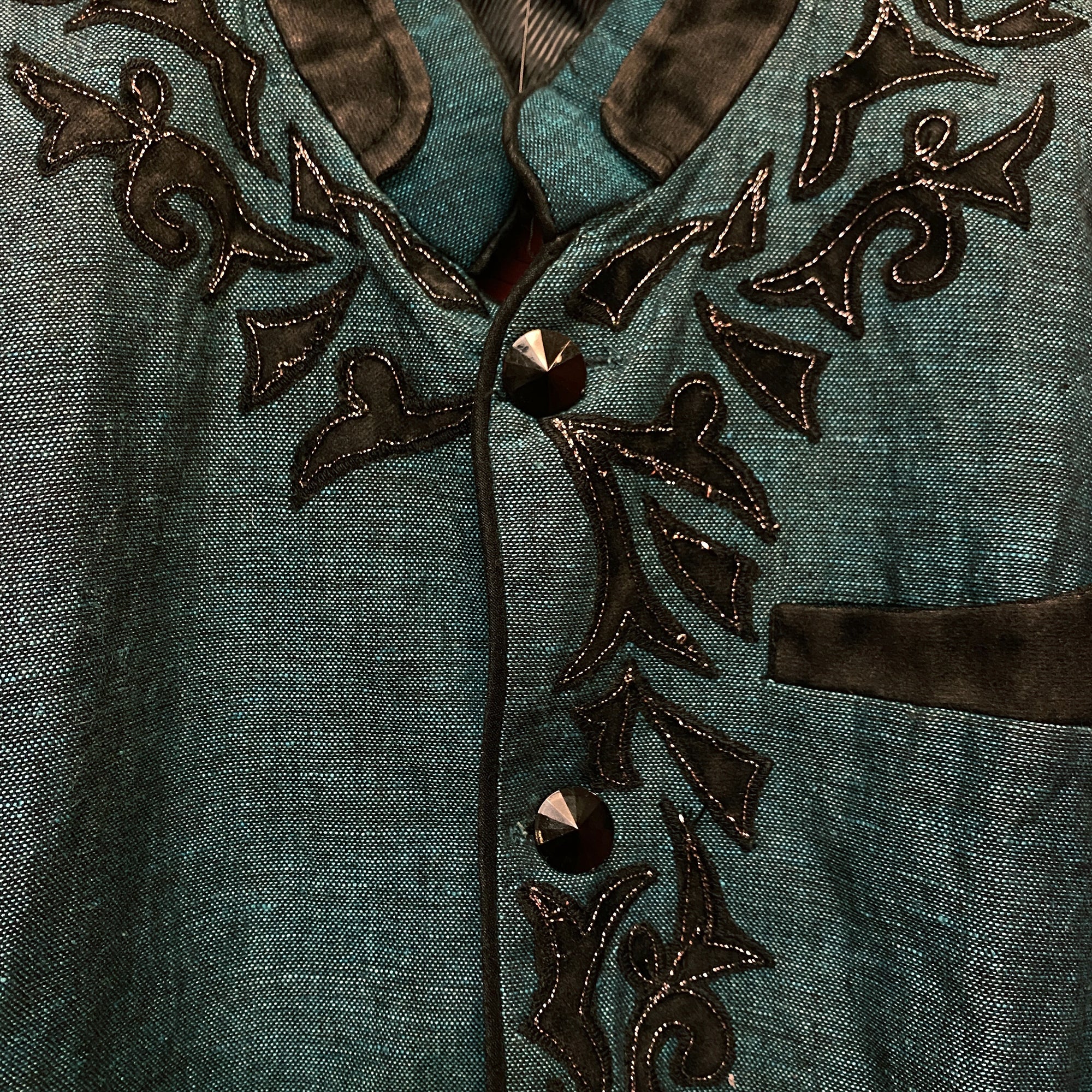 Boys Teal Linen Sherwani-6 yr - Vintage India NYC