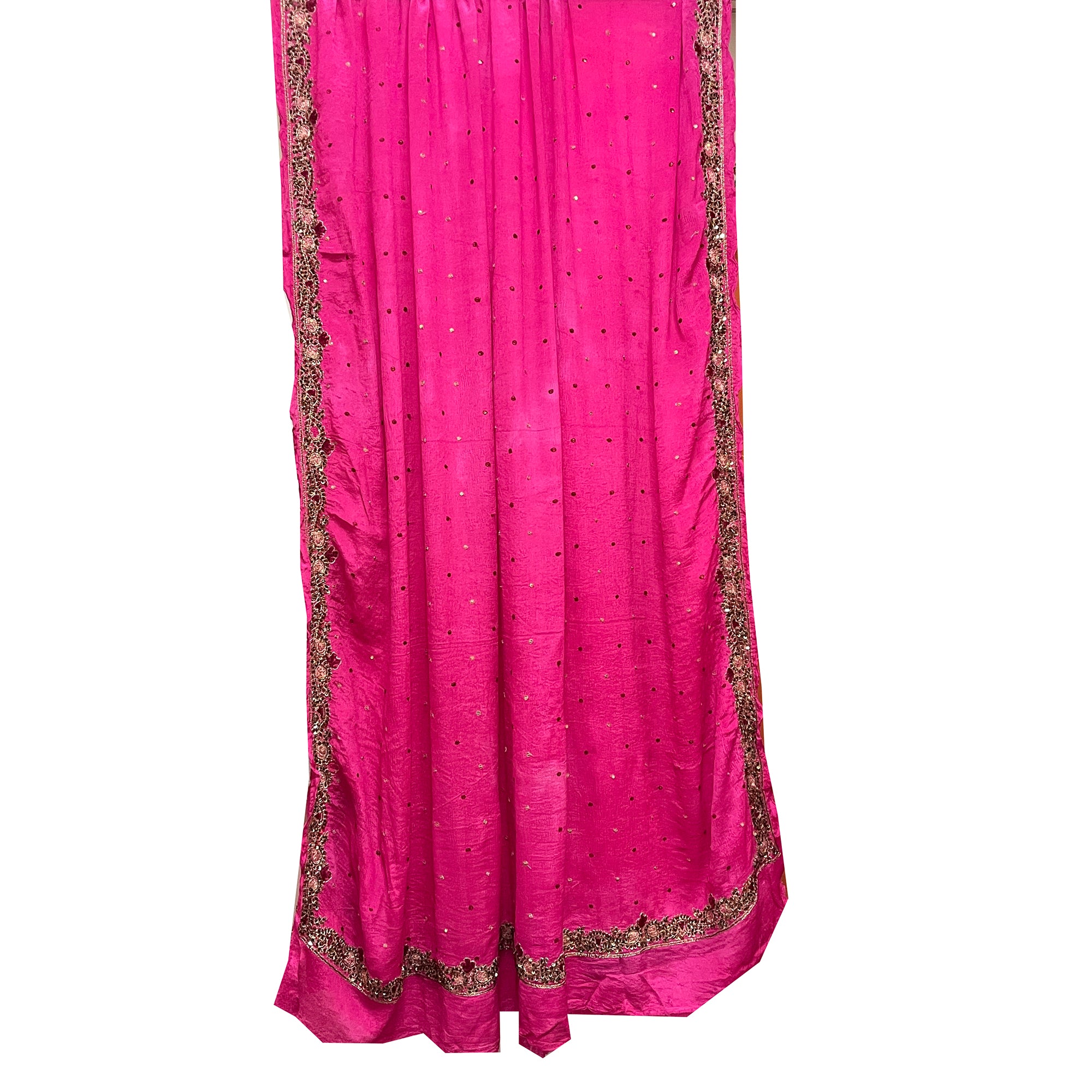 Vintage Bright Pink Dupatta Scarf 8709 - Vintage India NYC