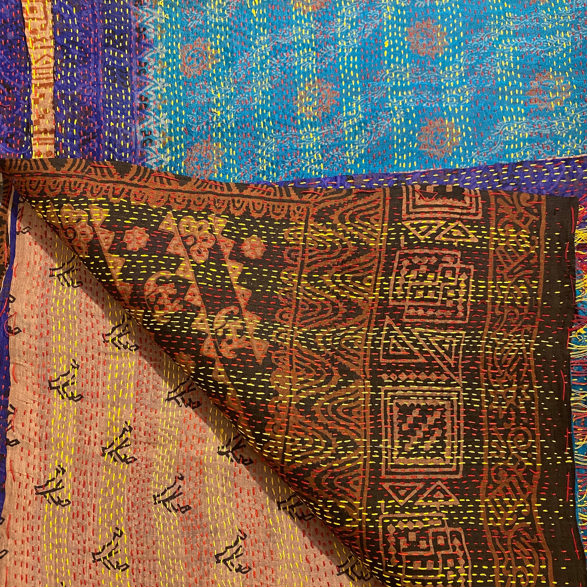 Silk Kantha Stoles - Vintage India NYC