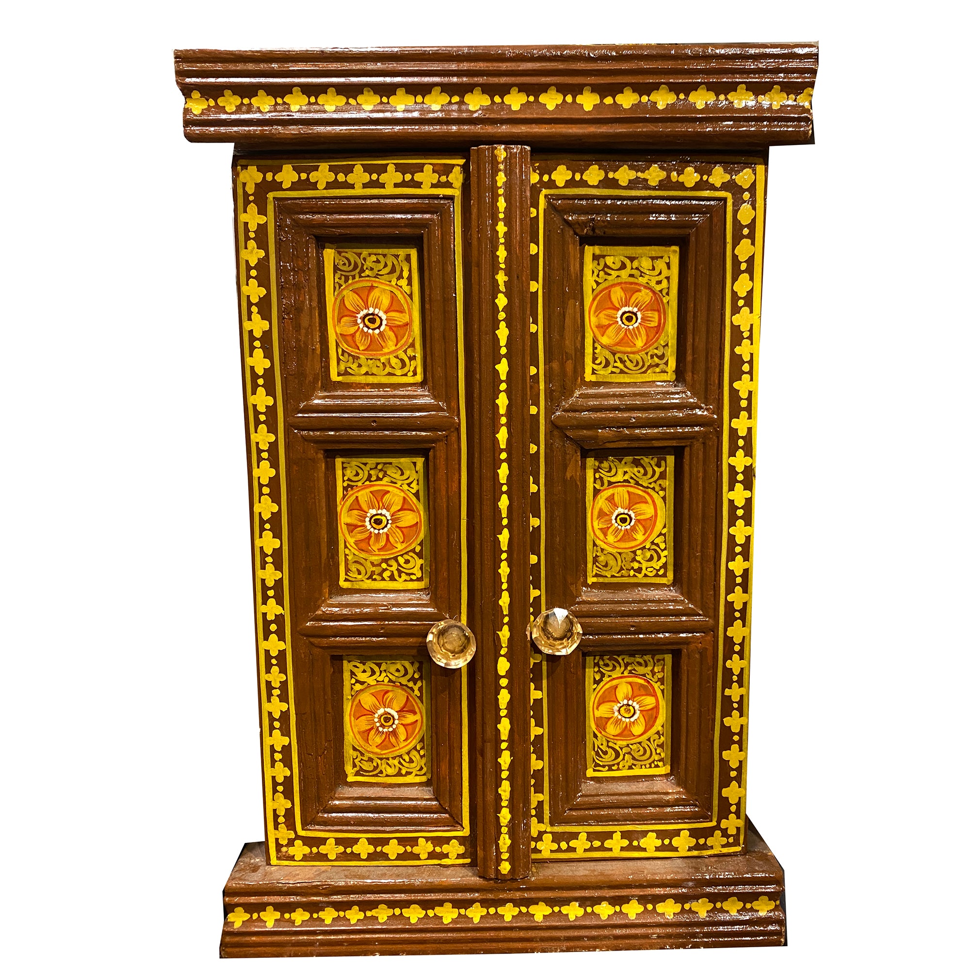 AE Wooden Hand Painted Cabinet 135 - Vintage India NYC