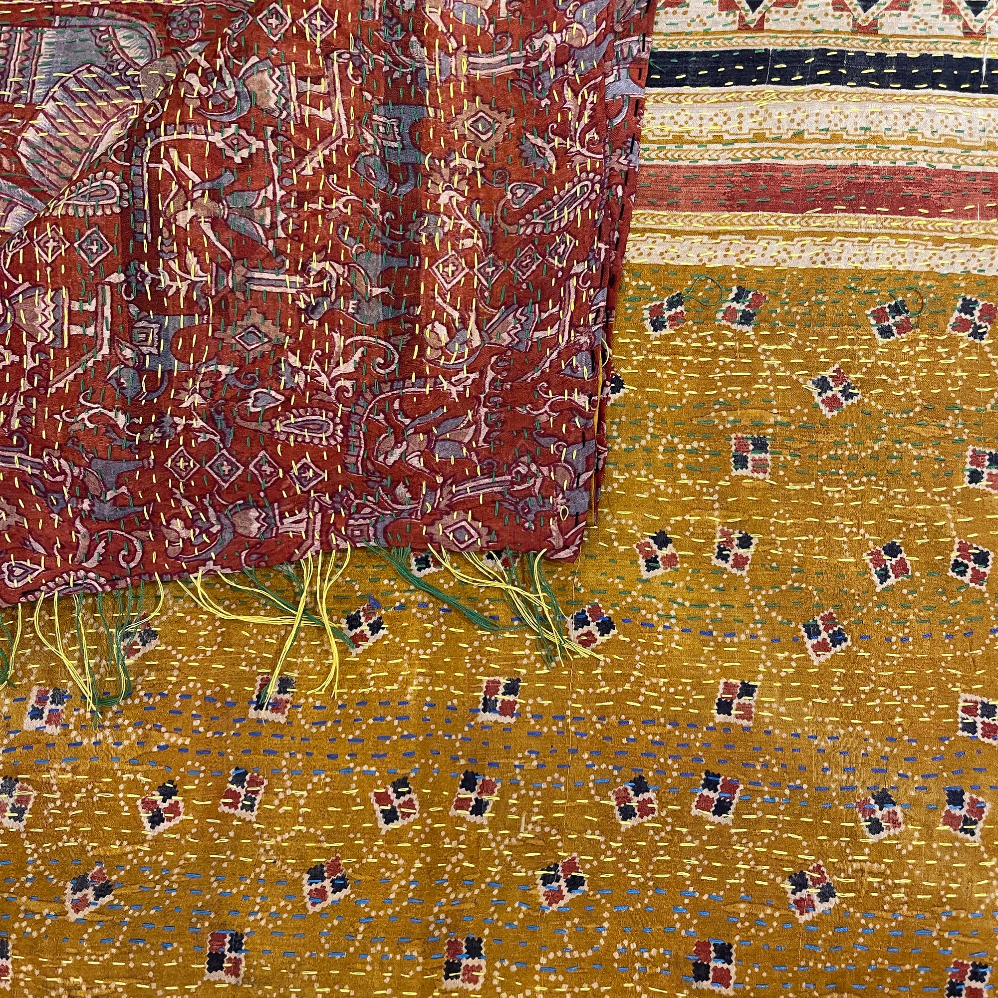 Silk Kantha Stoles - Vintage India NYC