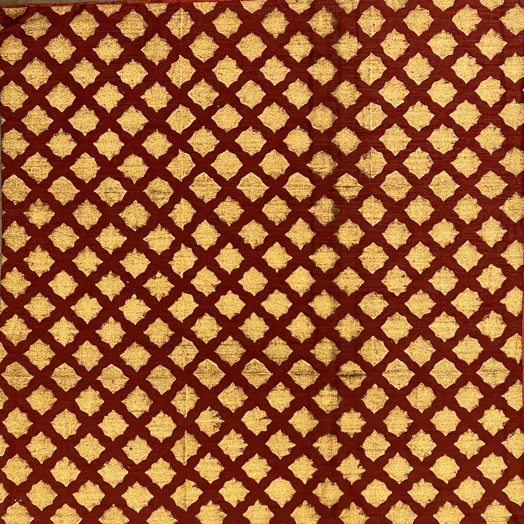 Gold block Print on Silk - Vintage India NYC