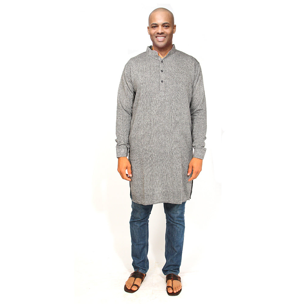 Organic cotton kurta charcoal - Vintage India NYC