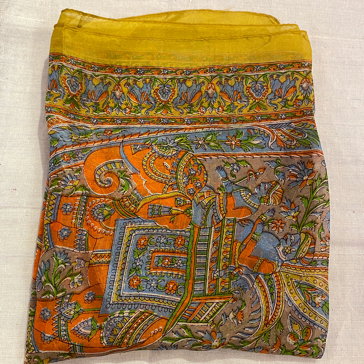 Elephant Print Silk Scarves - Vintage India NYC