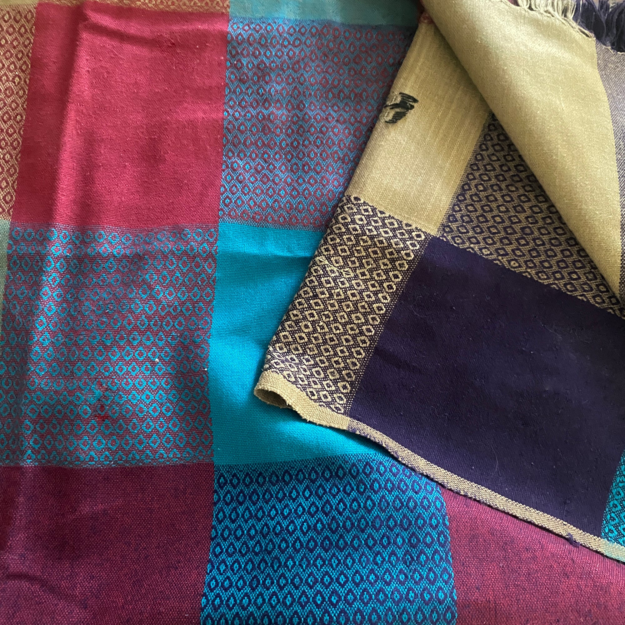 Vintage Multicolor Wool Shawl-509 - Vintage India NYC