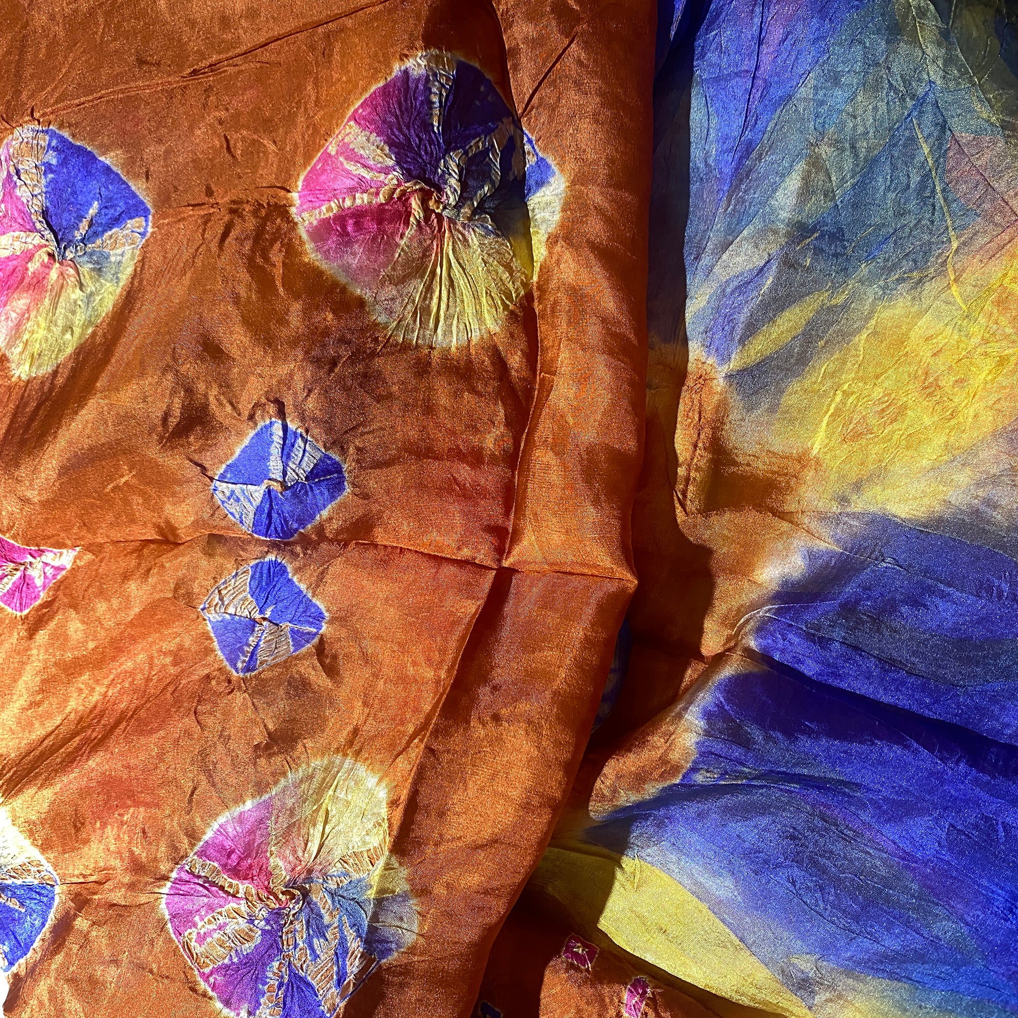 LH Bandhani Tie Dye Pure Silk Scarves - Vintage India NYC