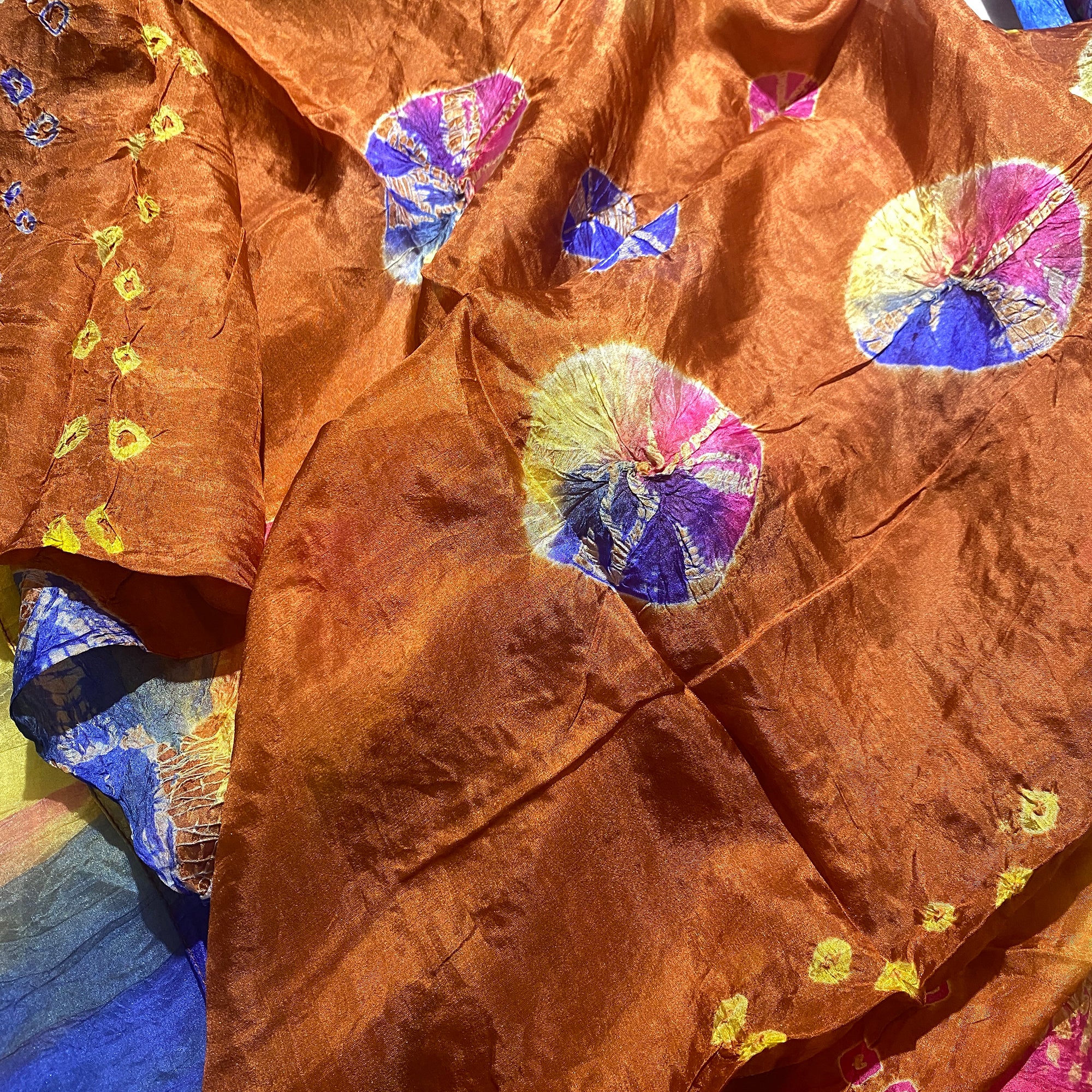 LH Bandhani Tie Dye Pure Silk Scarves - Vintage India NYC