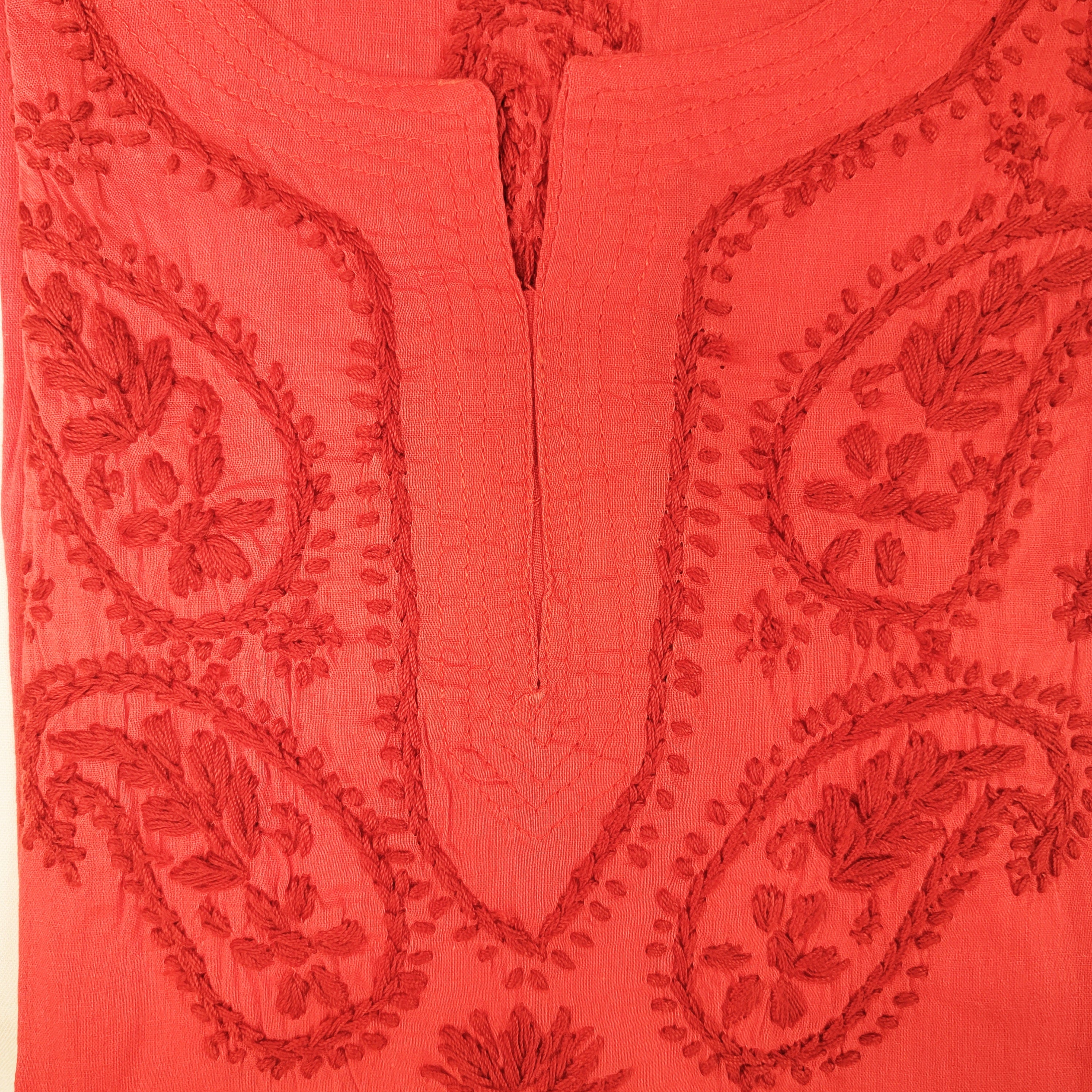 AR Short Embroidered Cotton Tunic Kurti-M - Vintage India NYC