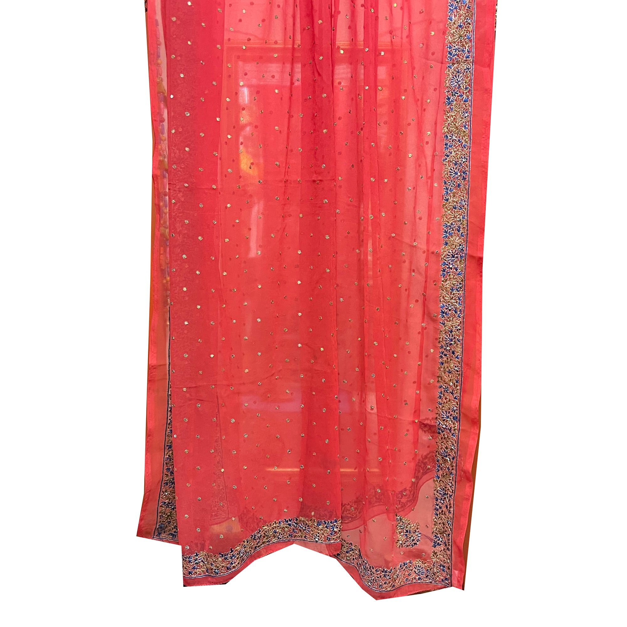 Vintage Coral Dupatta Scarf 8665 - Vintage India NYC