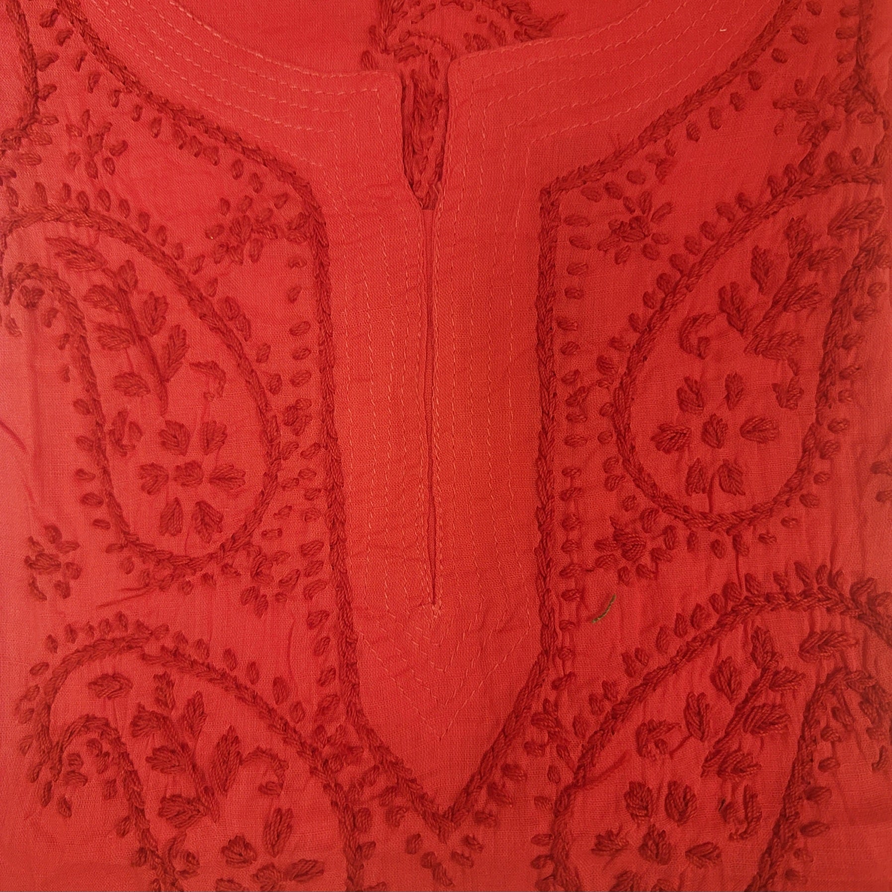 AR Short Embroidered Cotton Tunic Kurti-XS - Vintage India NYC