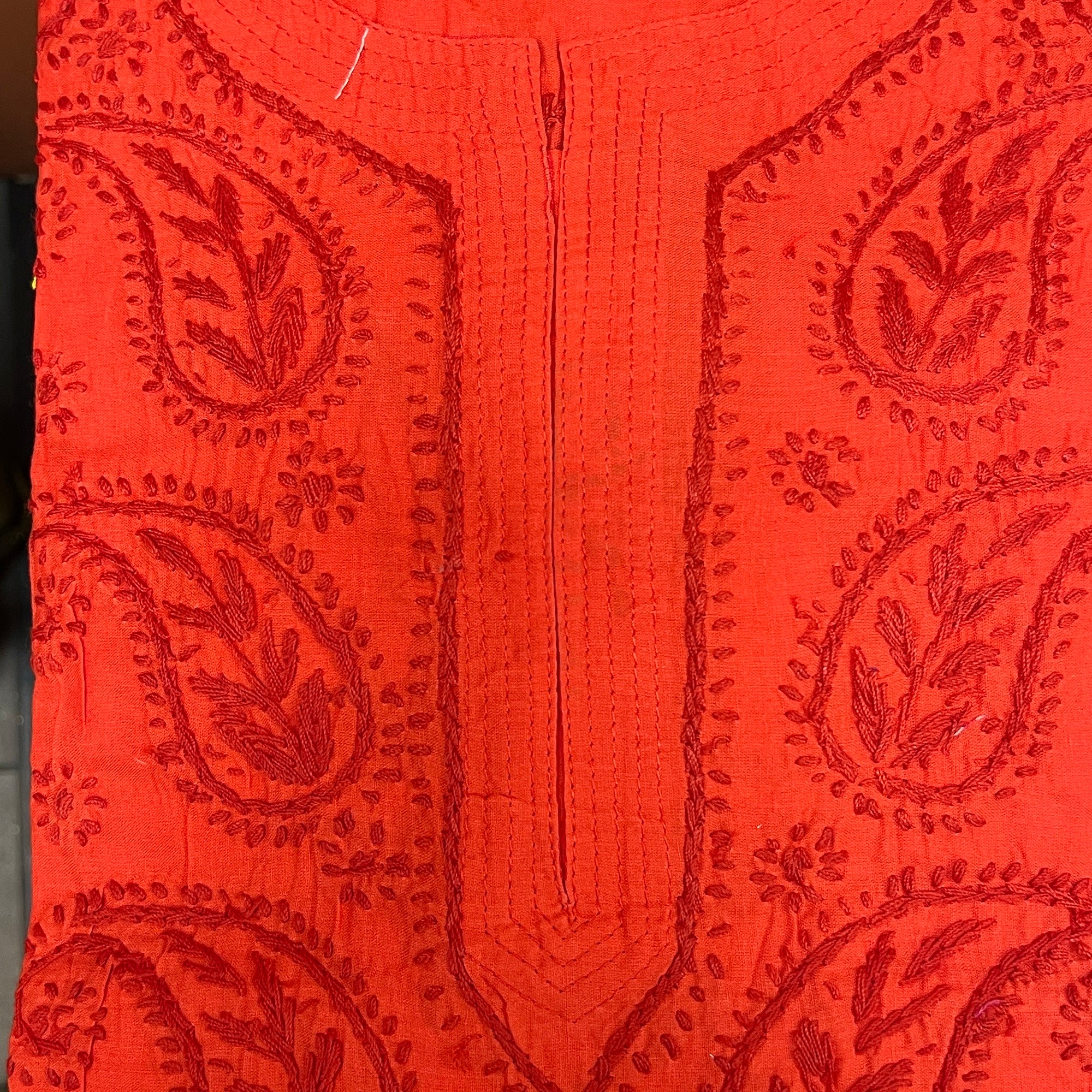 AR Long Embroidered Cotton Tunic Kurtis - M - Vintage India NYC
