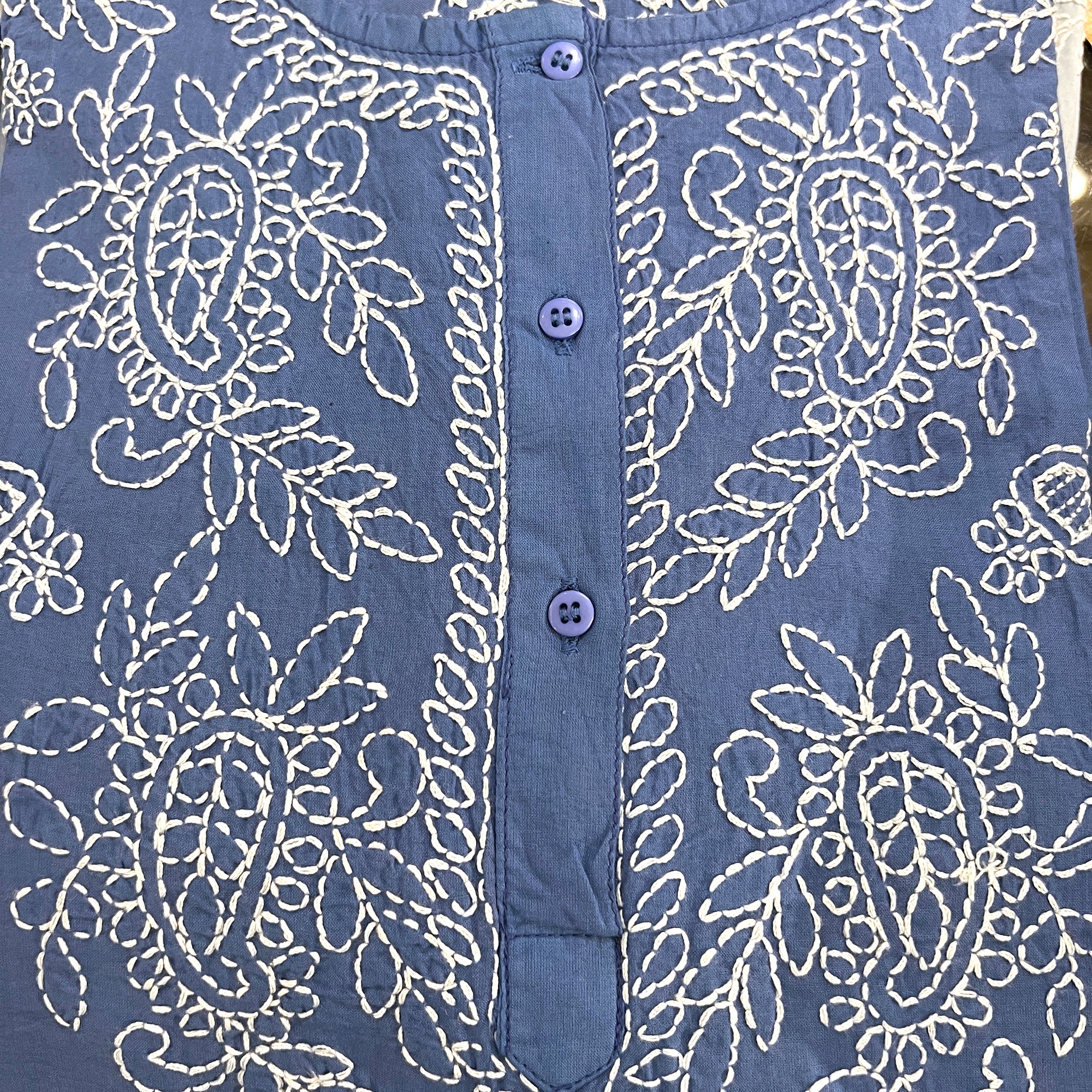 Cotton Chikan Short Kurtas 500-6 Colors - Vintage India NYC