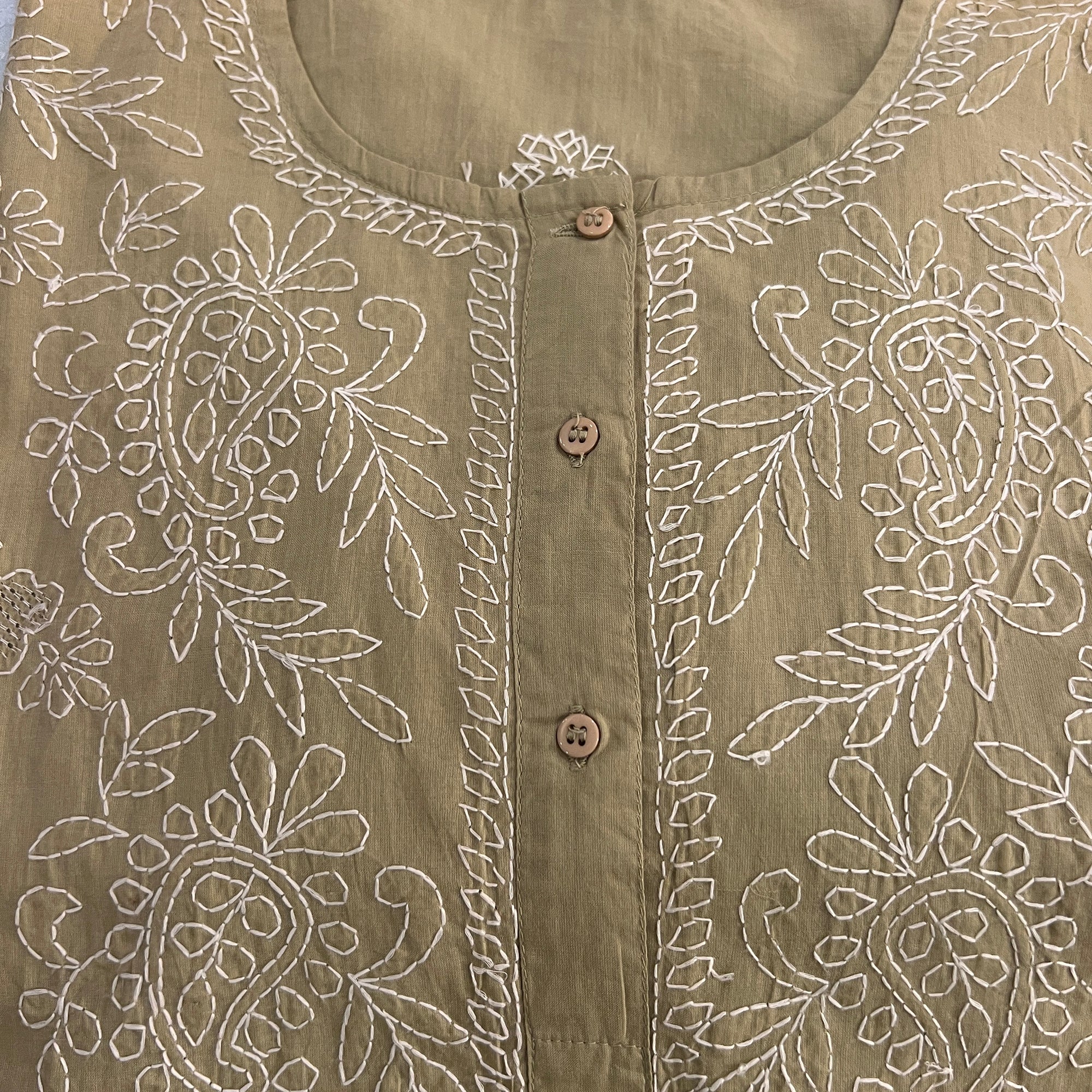 Cotton Chikan Short Kurtas 500-6 Colors - Vintage India NYC