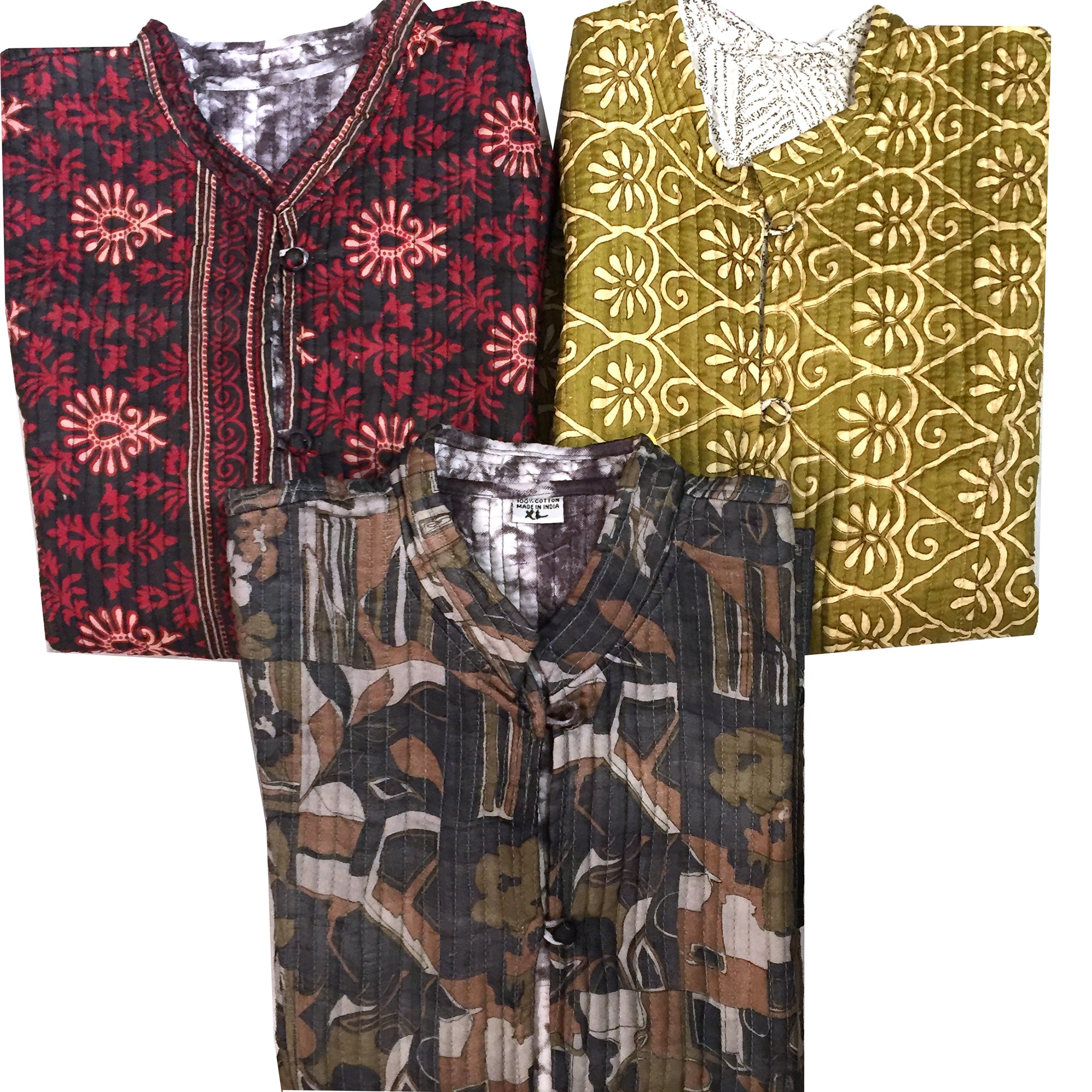 Cotton Silk Short Quilted Coats - Vintage India NYC