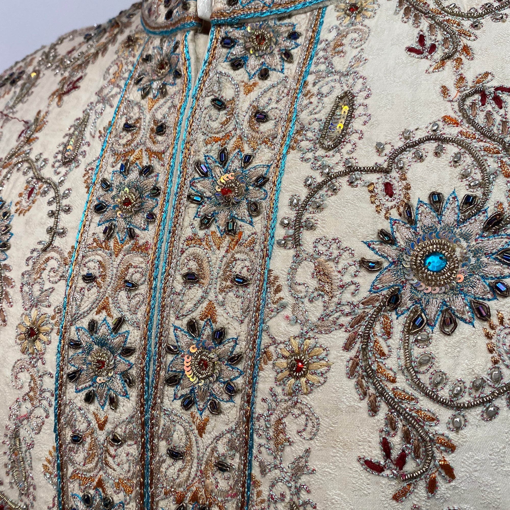 Cream Sherwani with Heavy Work - Vintage India NYC