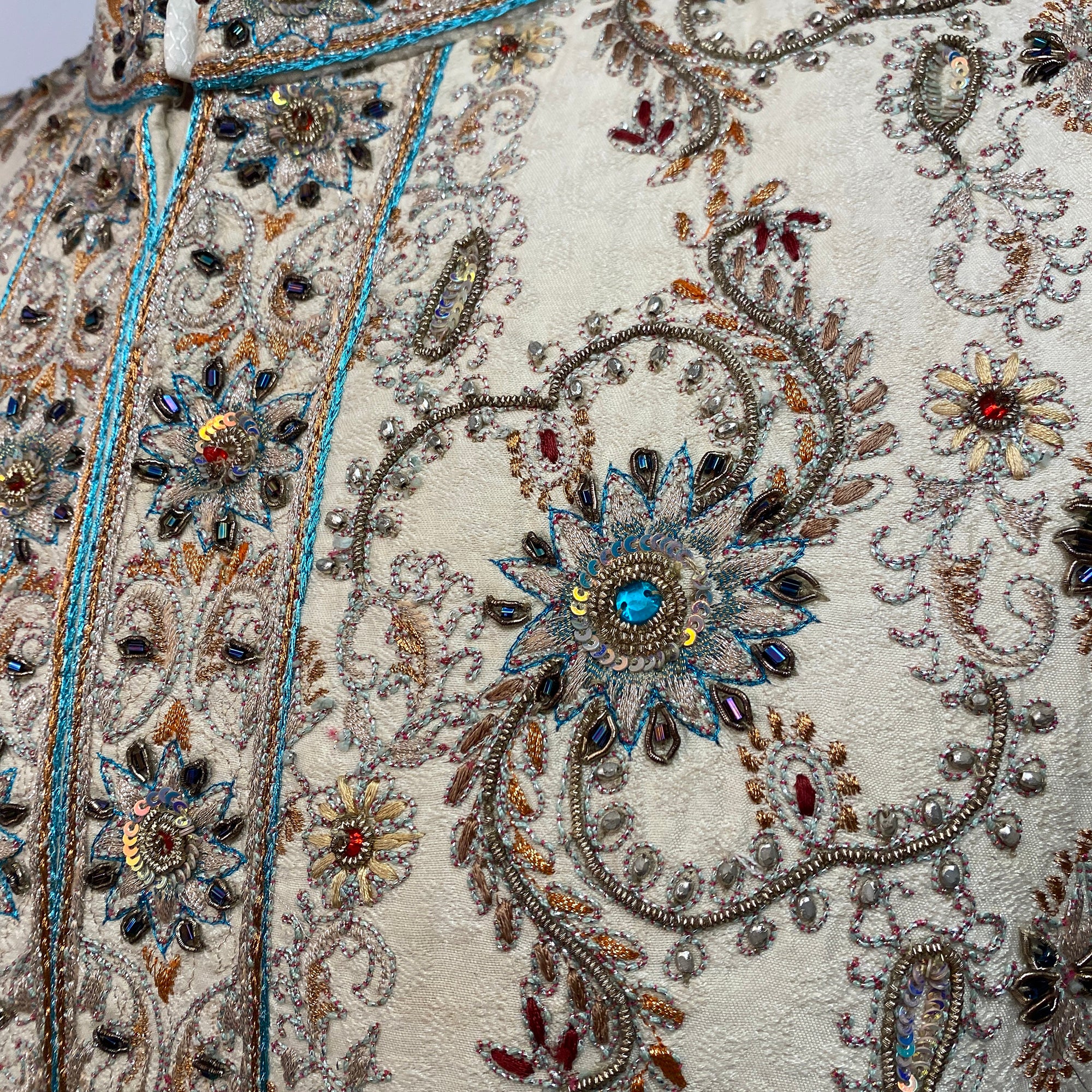 Cream Sherwani with Heavy Work - Vintage India NYC