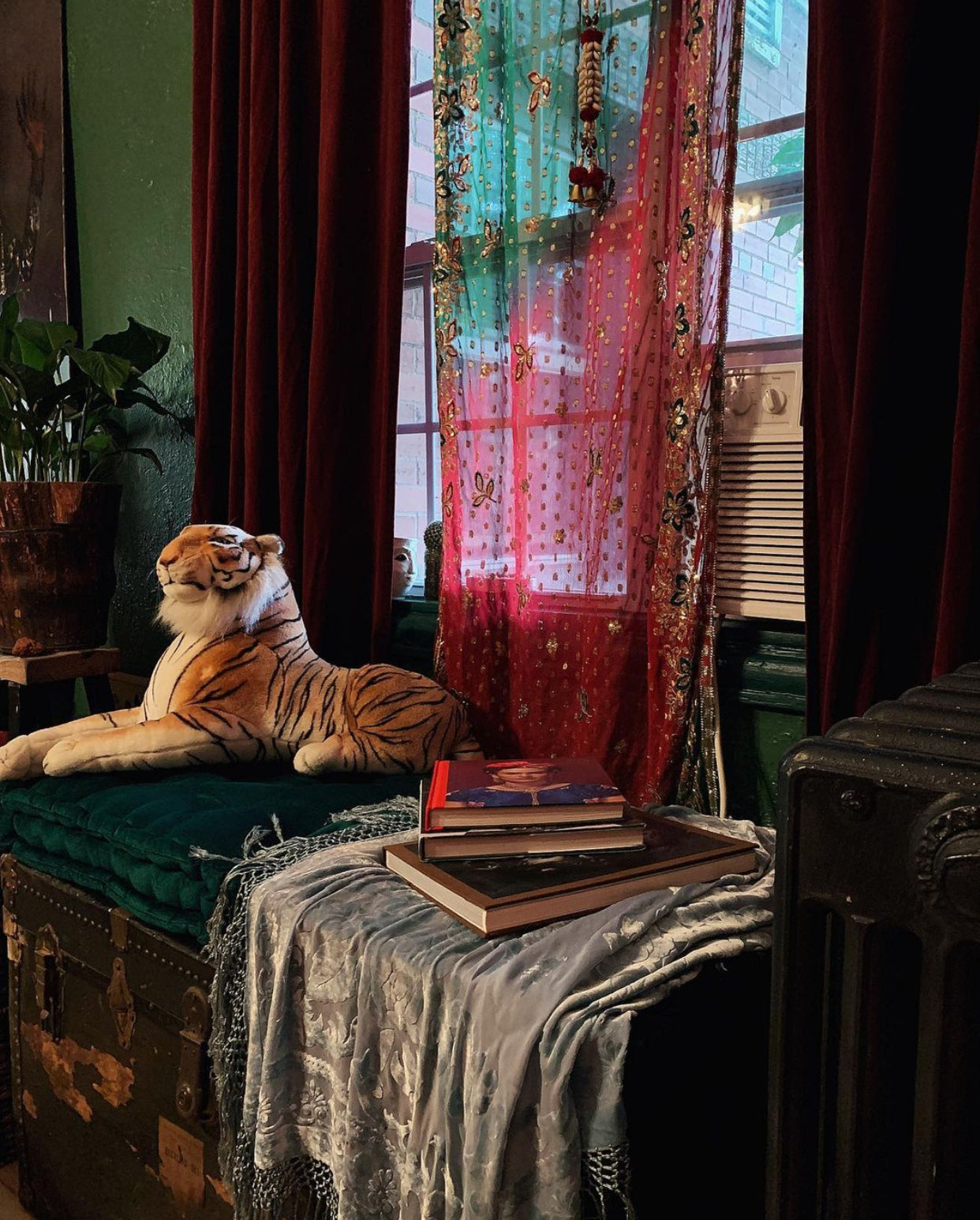 Single Curtains-Reds - Vintage India NYC