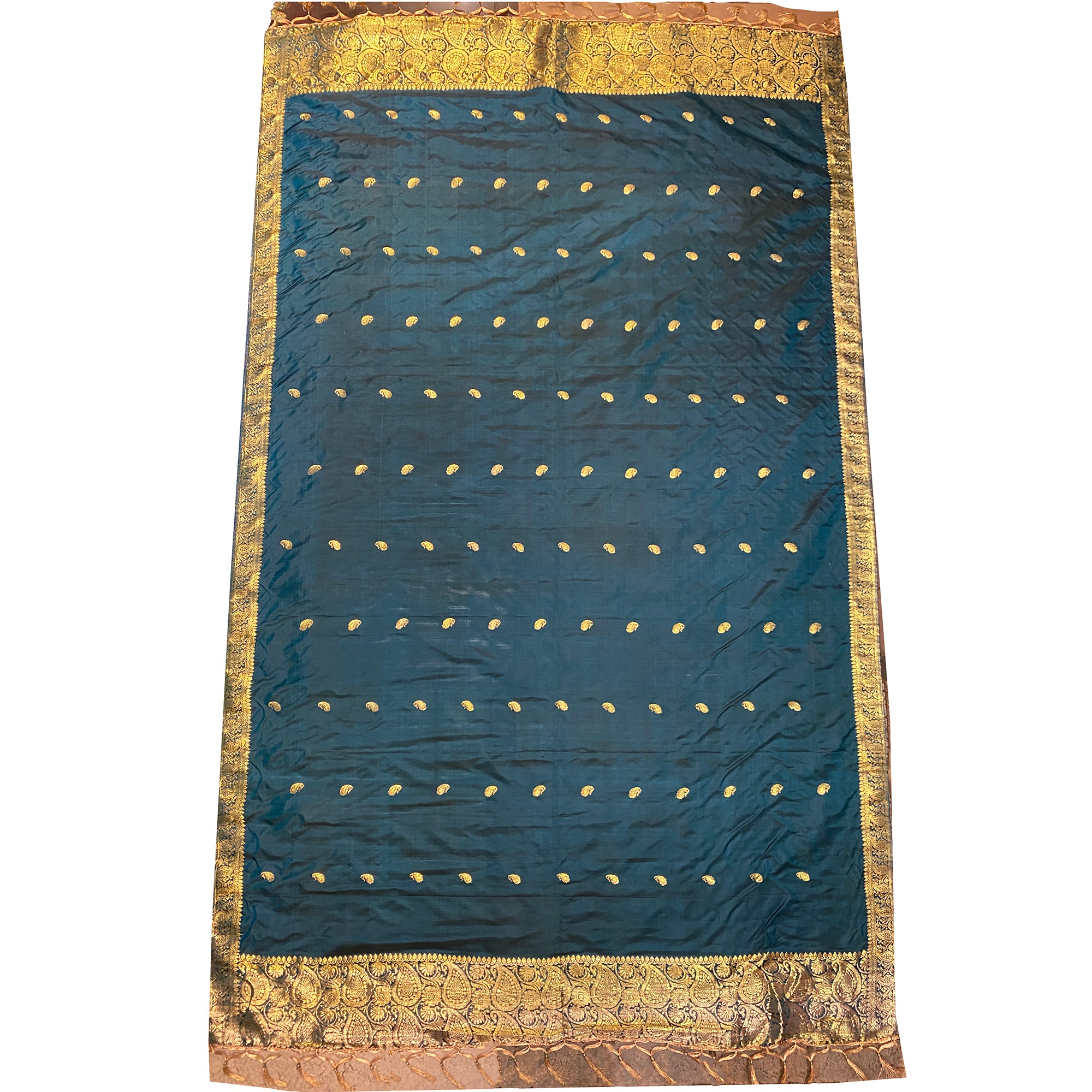 Handwoven Pure Silk and Gold Zari Dupatta Stoles-Many Colors - Vintage India NYC