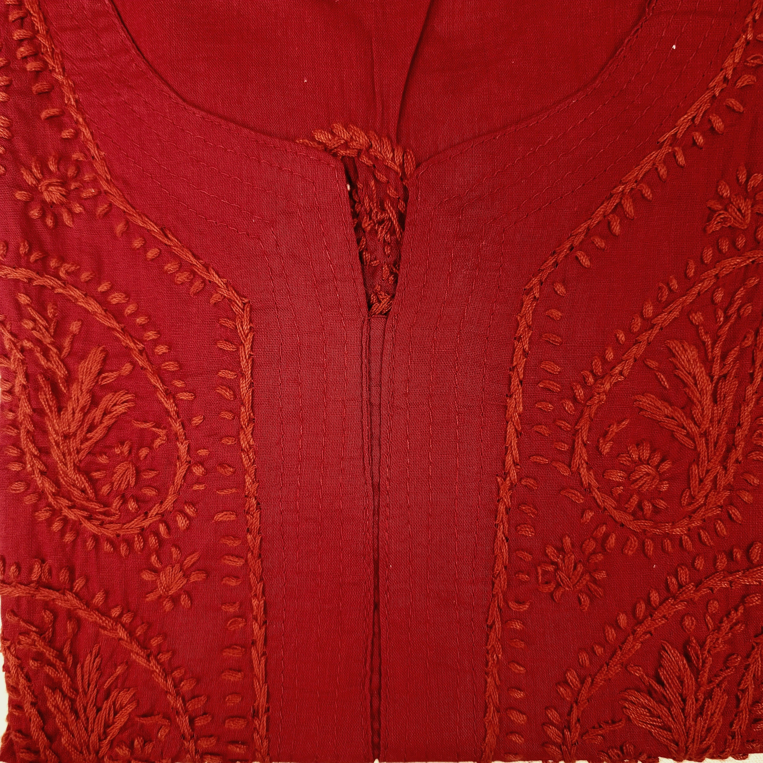 AR Short Embroidered Cotton Tunic Kurti-M - Vintage India NYC