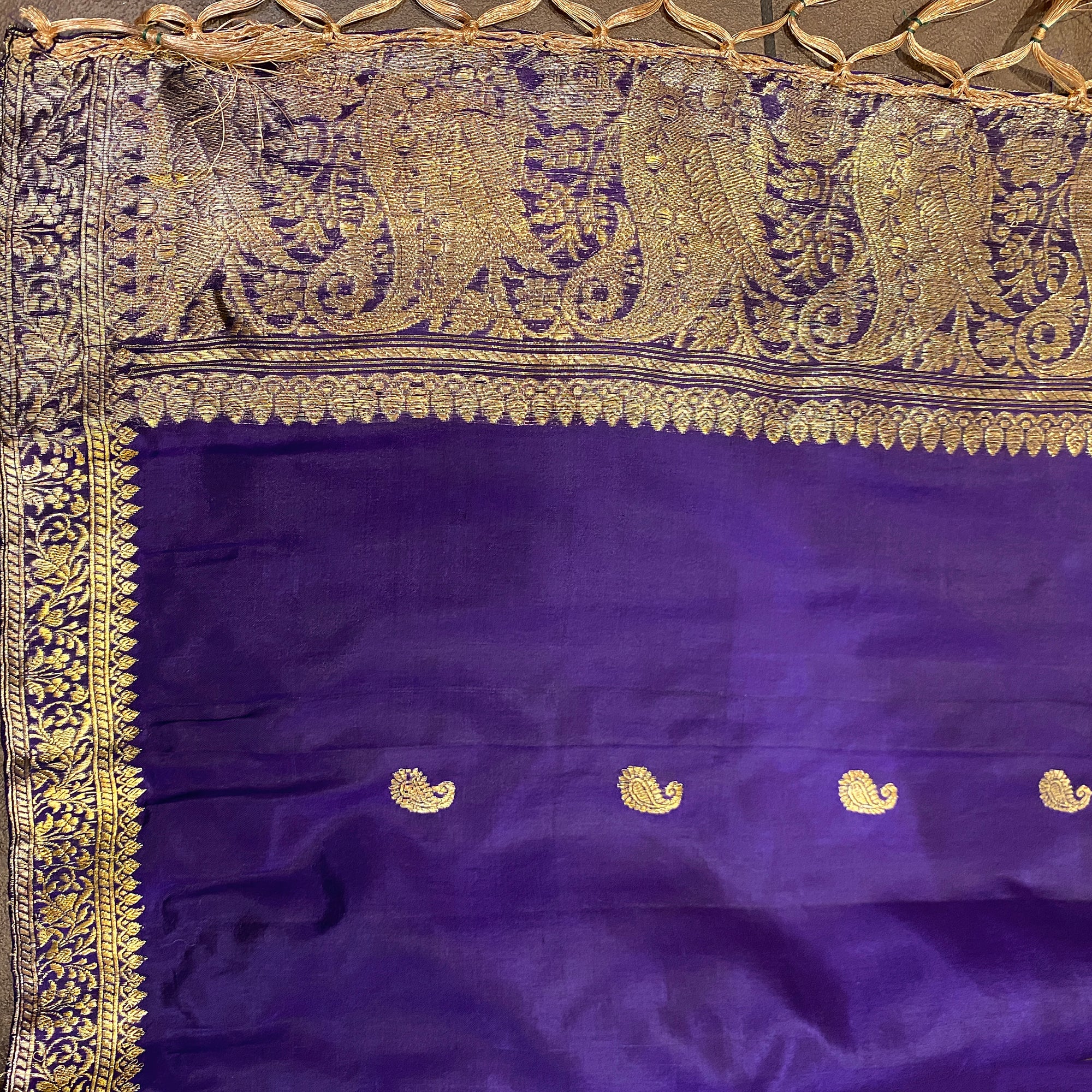 Handwoven Pure Silk and Gold Zari Dupatta Stoles-Many Colors - Vintage India NYC