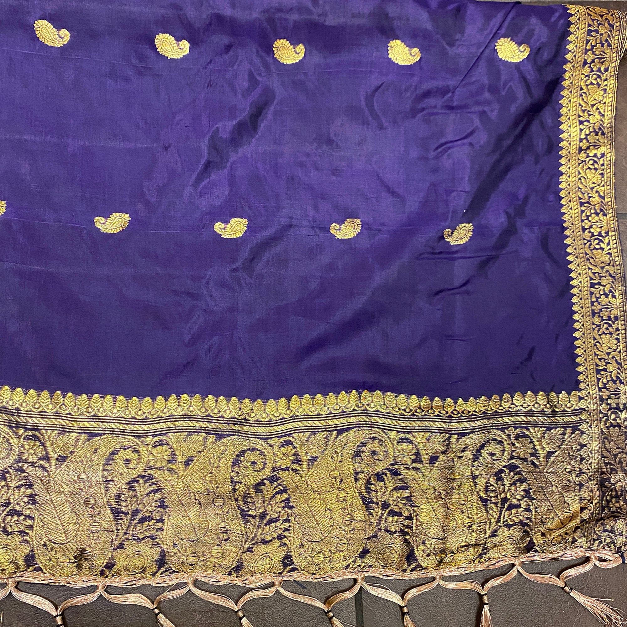 Handwoven Pure Silk and Gold Zari Dupatta Stoles-Many Colors - Vintage India NYC