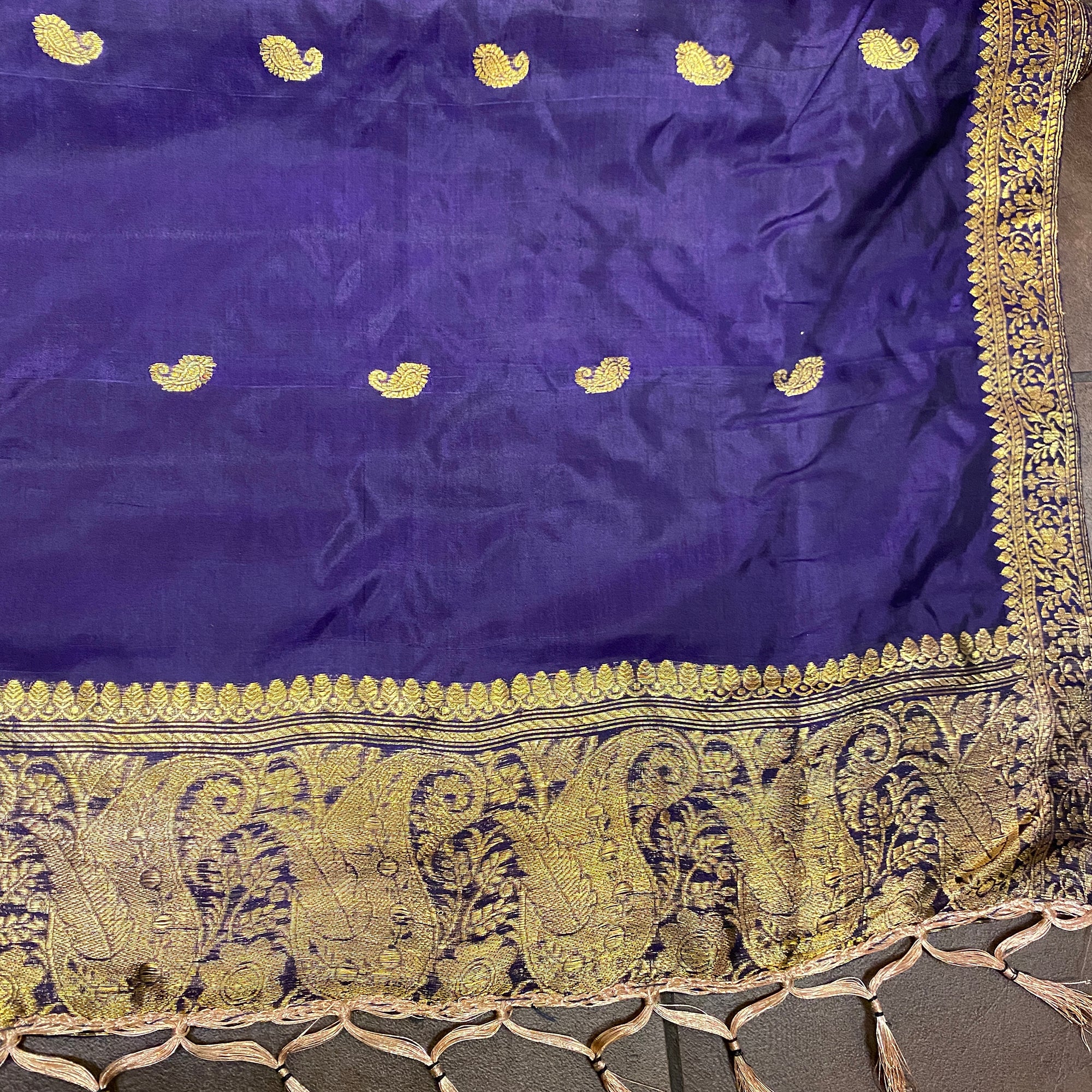 Handwoven Pure Silk and Gold Zari Dupatta Stoles-Many Colors - Vintage India NYC