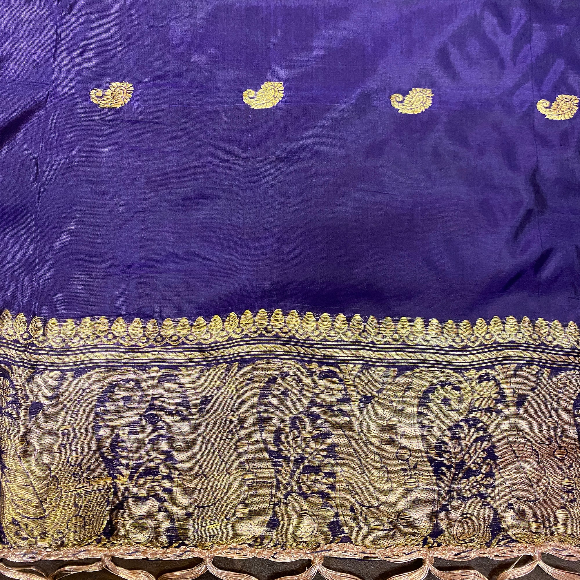 Handwoven Pure Silk and Gold Zari Dupatta Stoles-Many Colors - Vintage India NYC