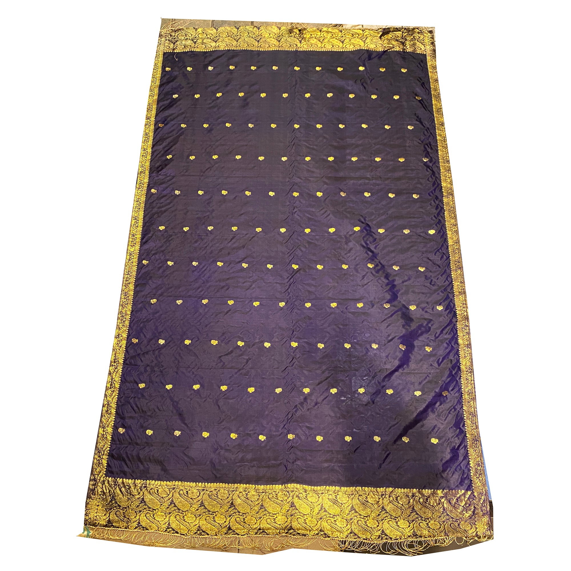 Handwoven Pure Silk and Gold Zari Dupatta Stoles-Many Colors - Vintage India NYC