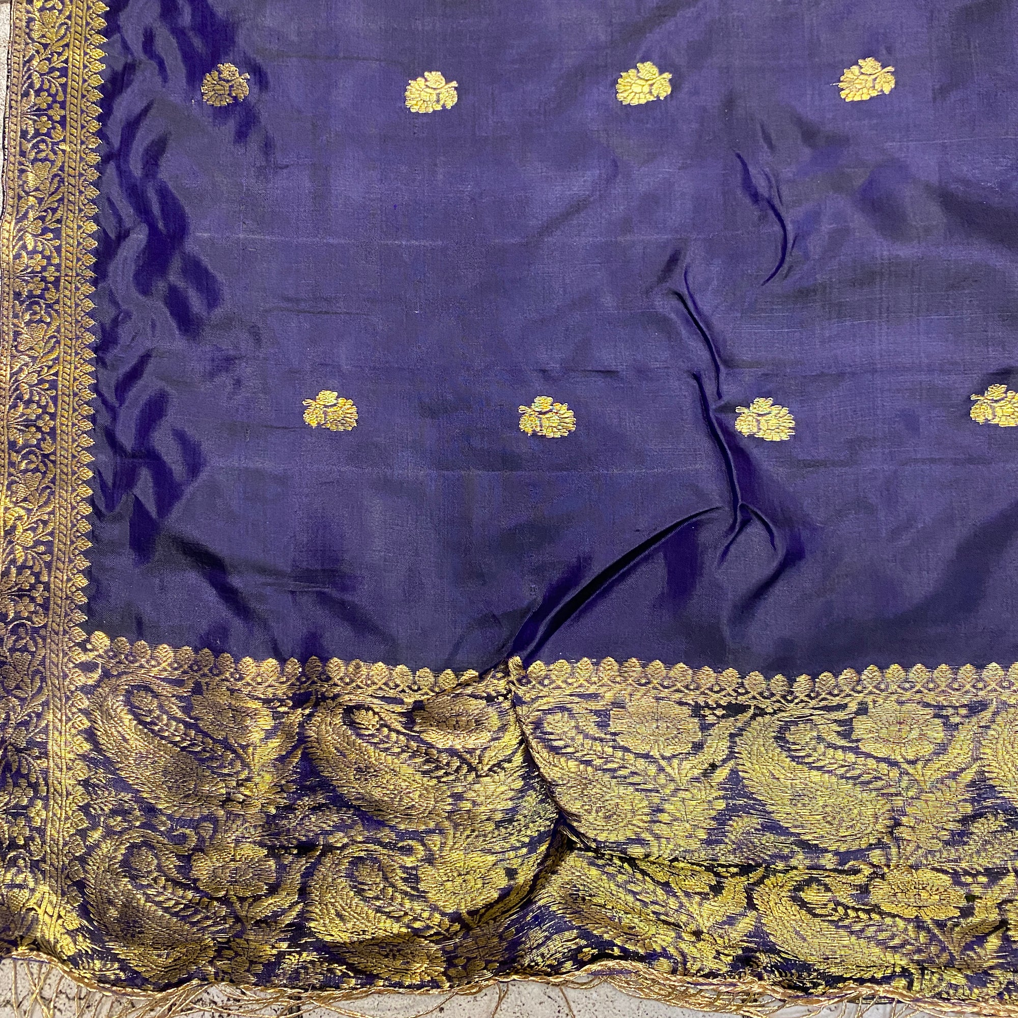 Handwoven Pure Silk and Gold Zari Dupatta Stoles-Many Colors - Vintage India NYC