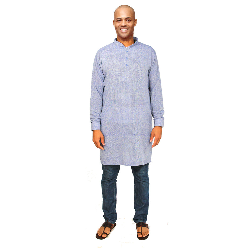 Organic cotton kurta denim blue - Vintage India NYC