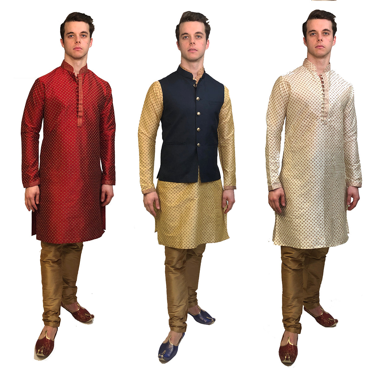 DK Brocade Kurtas- 3 Colors Men Kurta - Vintage India NYC