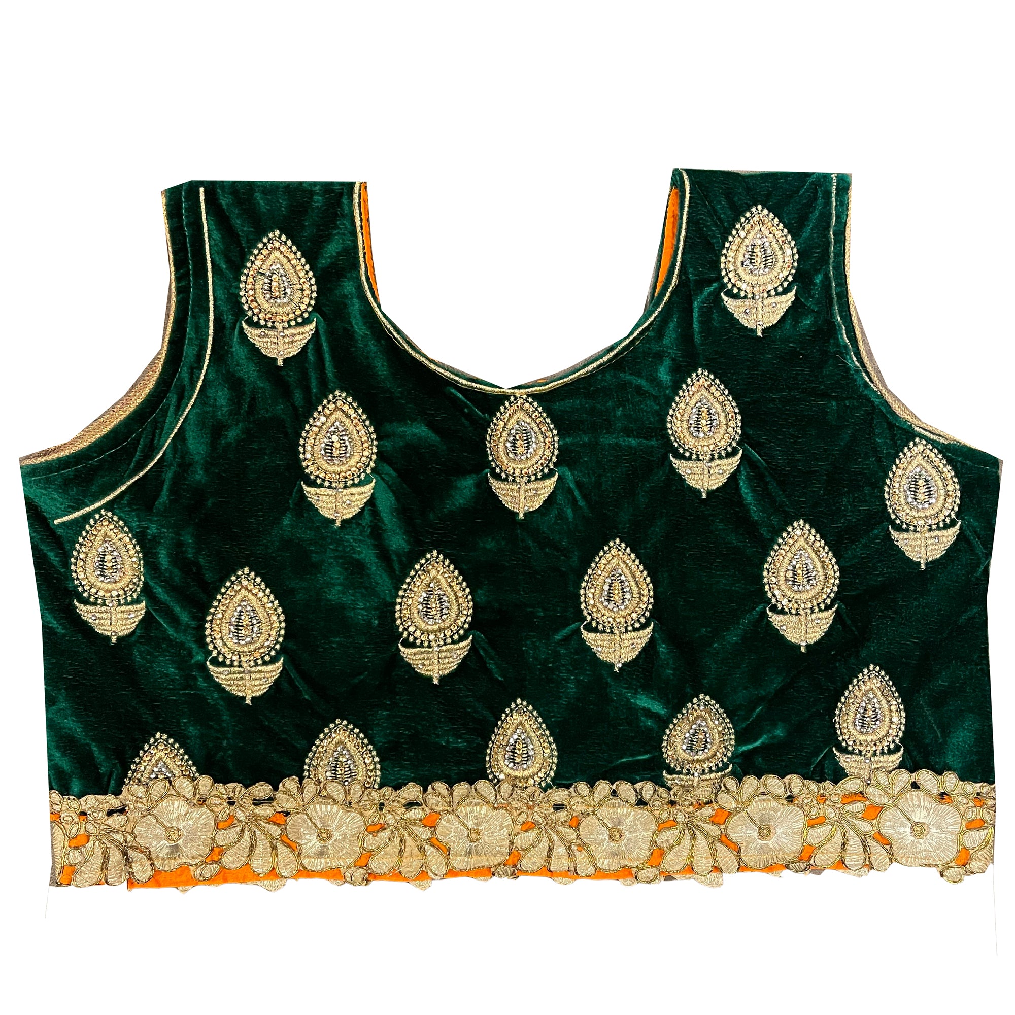 Green Velvet Blouse - Vintage India NYC