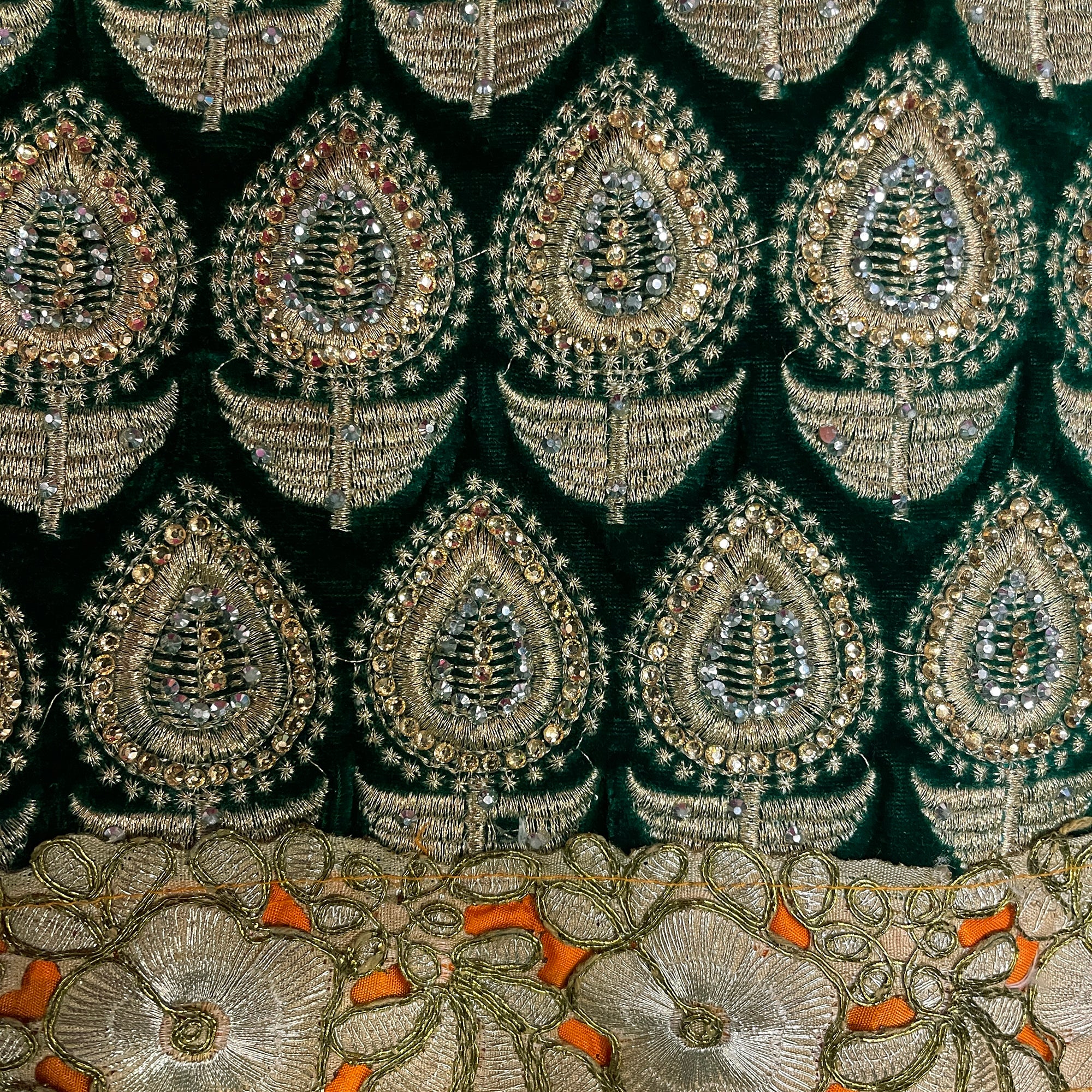 Green Velvet Blouse - Vintage India NYC