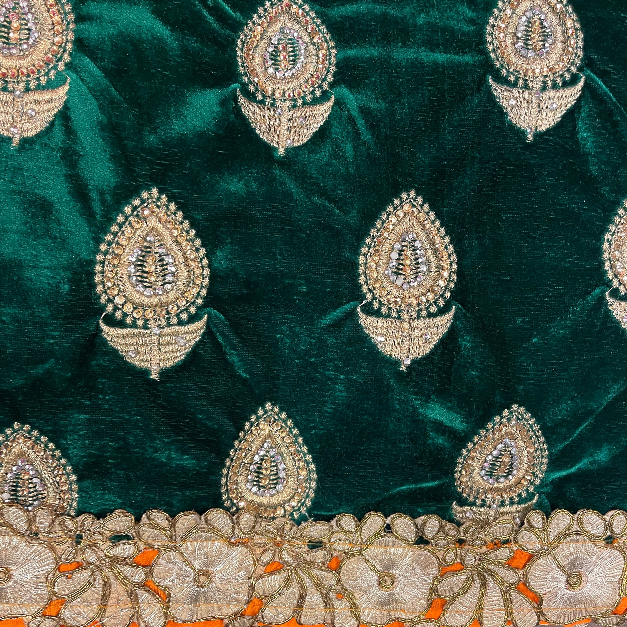 Green Velvet Blouse - Vintage India NYC