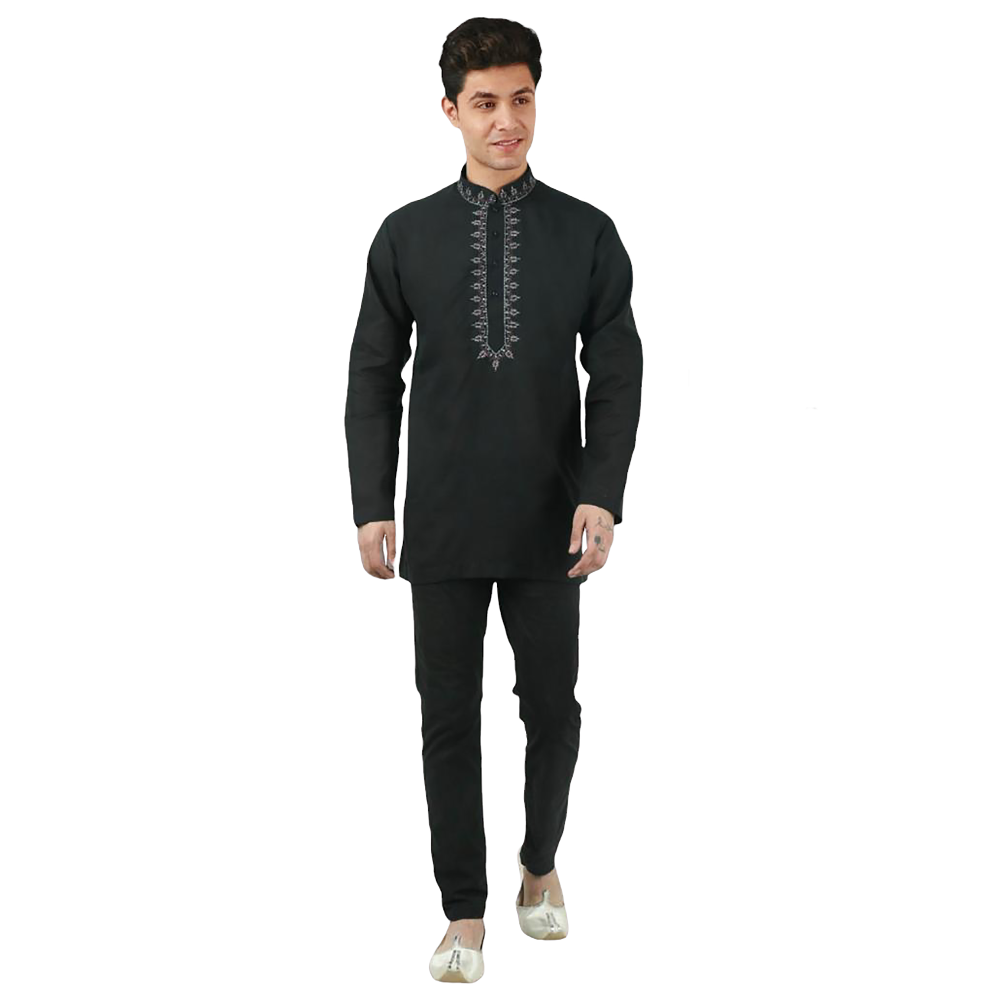 DT Black Short Kurta - Vintage India NYC