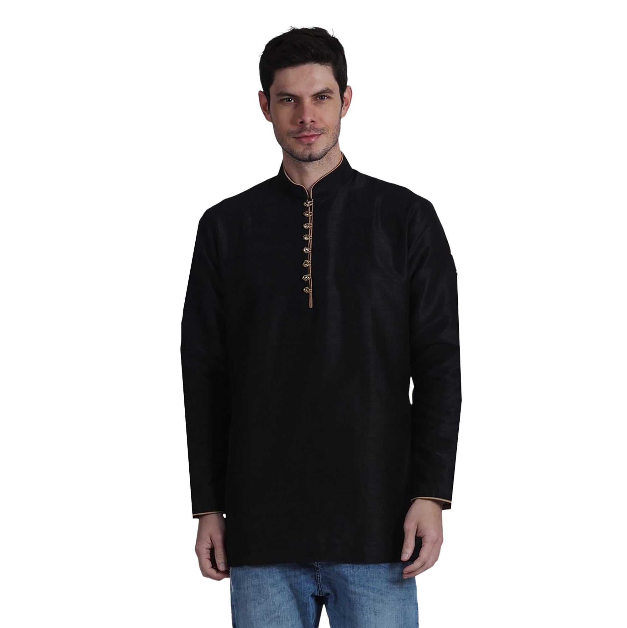 DT Black Short Kurta - Vintage India NYC