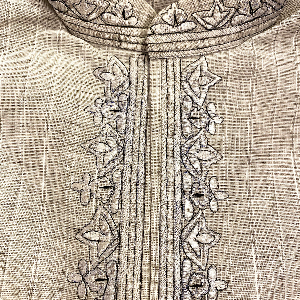 DT Grey & White Cotton Short Kurta - Vintage India NYC