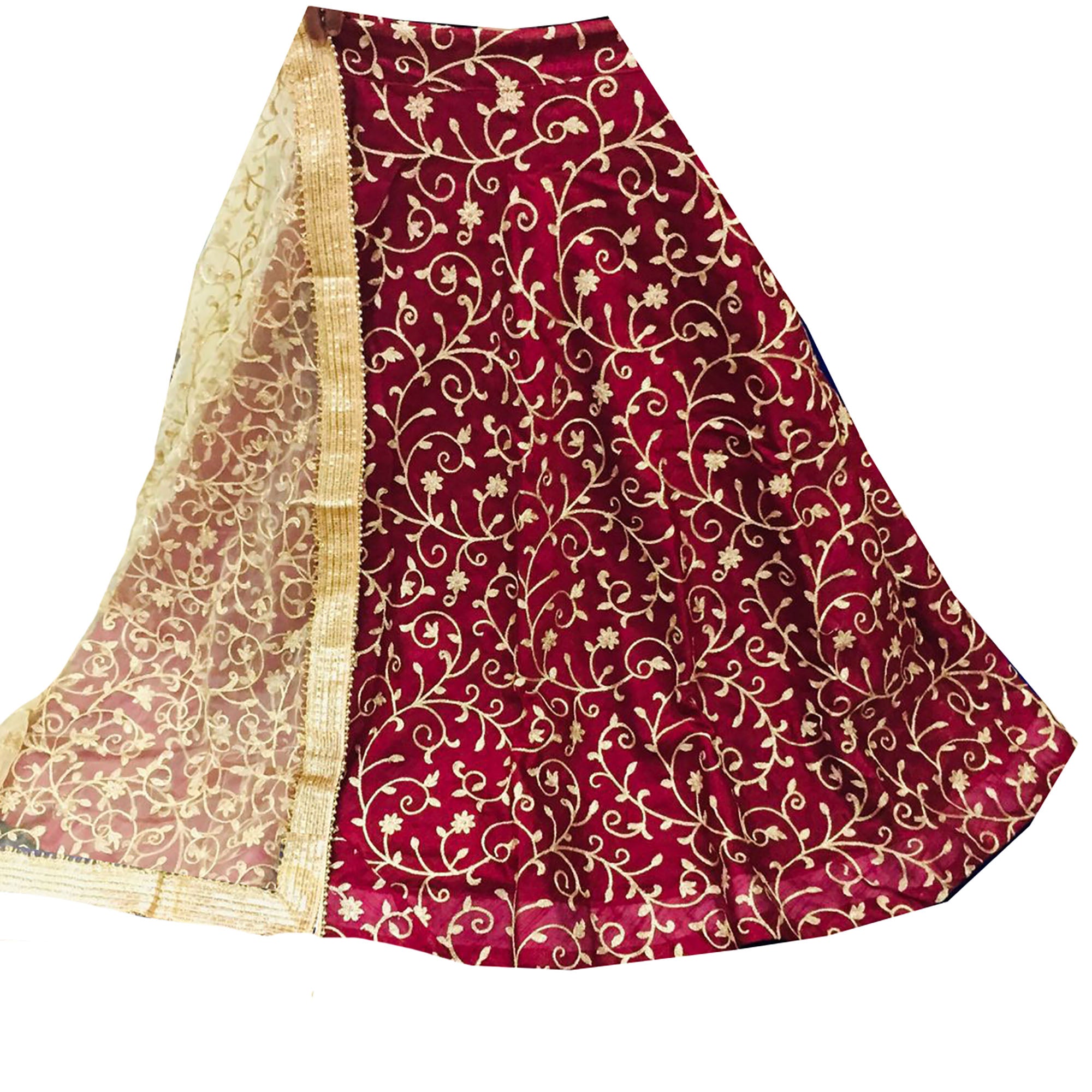 DT Gold Embroidered Lehengas-5 Colors - Vintage India NYC