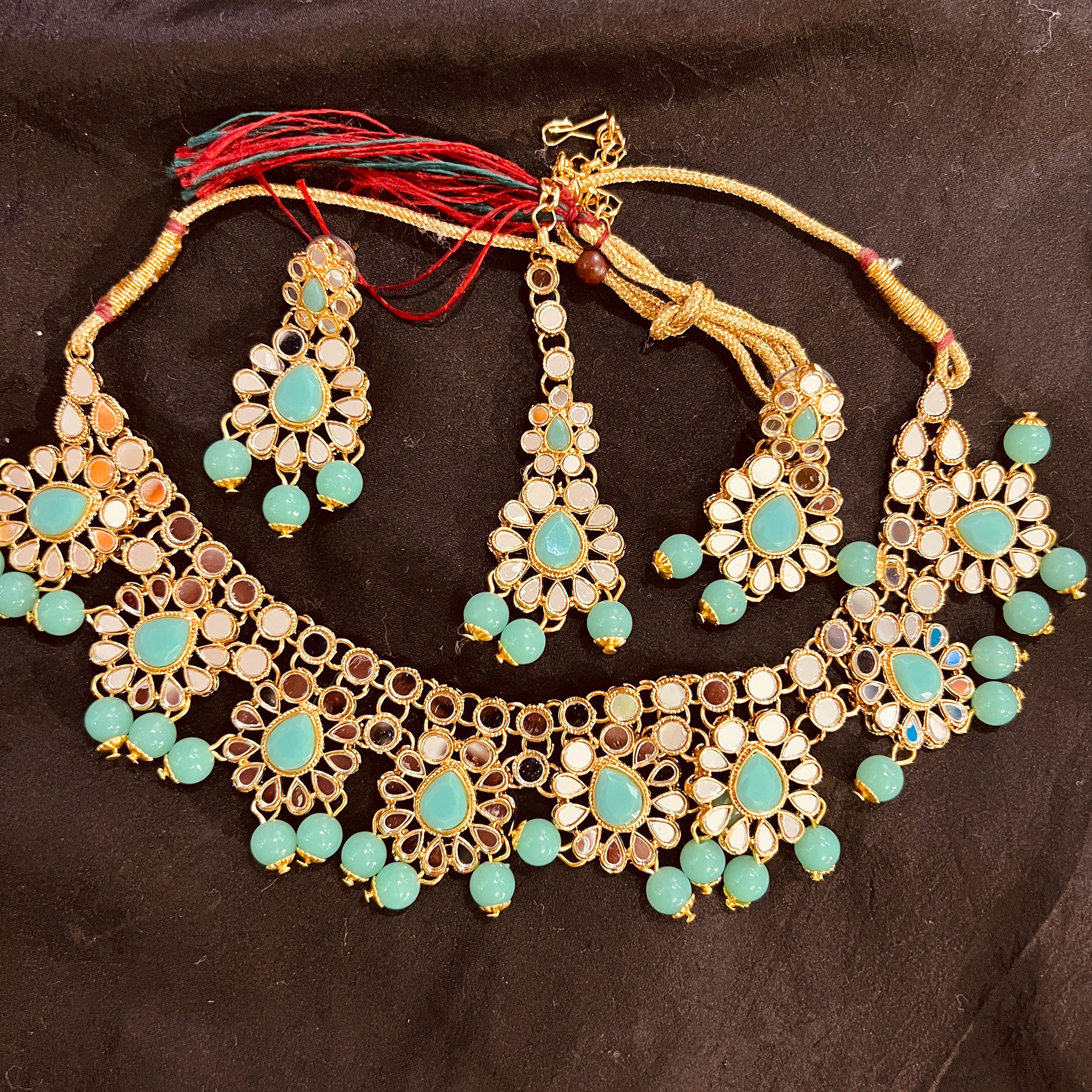 DT Floral Mirror Necklace Sets - Vintage India NYC