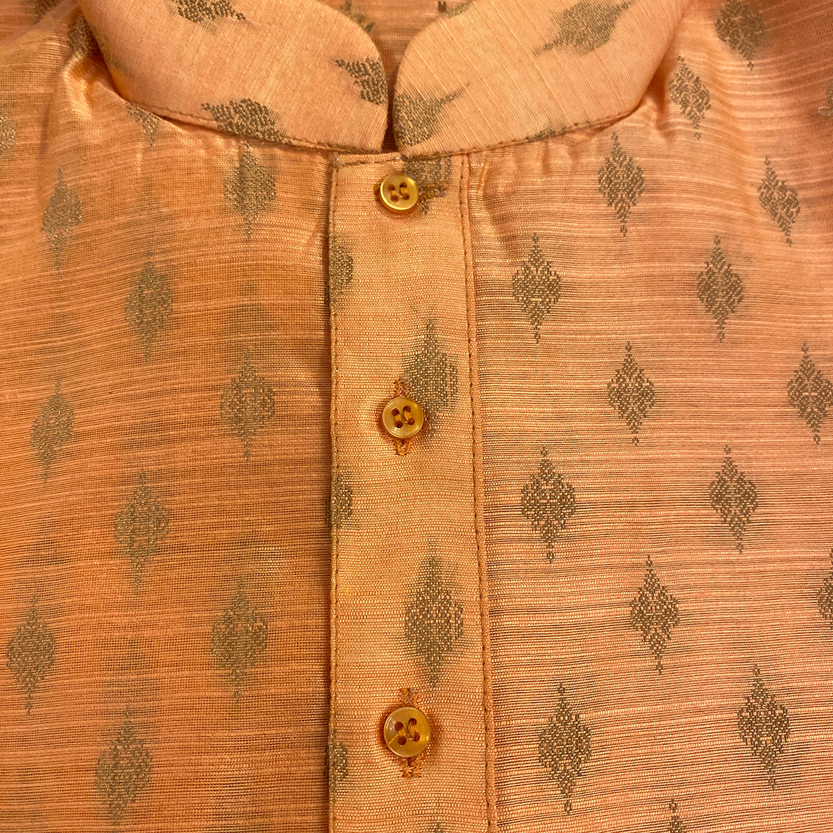 DT Peach Brocade Short Kurta - Vintage India NYC
