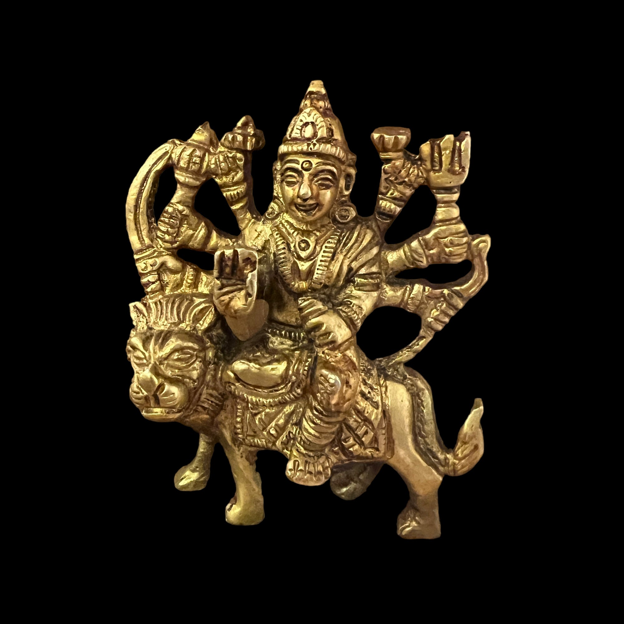 GM Brass Durga 190- 3  in - Vintage India NYC