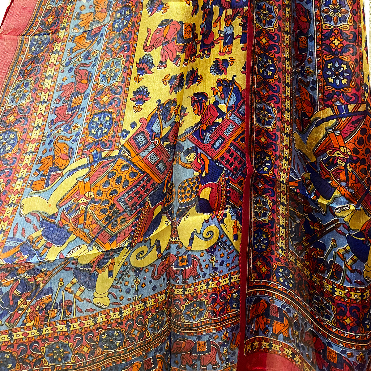 Elephant Print Silk Scarves - Vintage India NYC