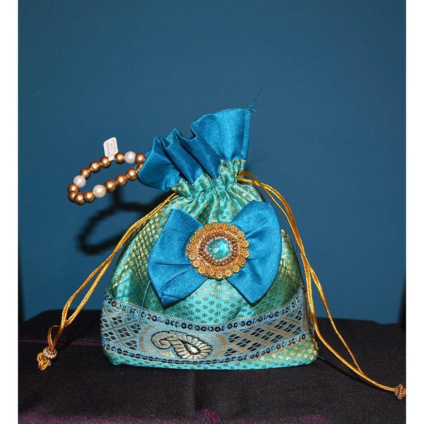 Peacock blue fancy purse - Vintage India NYC