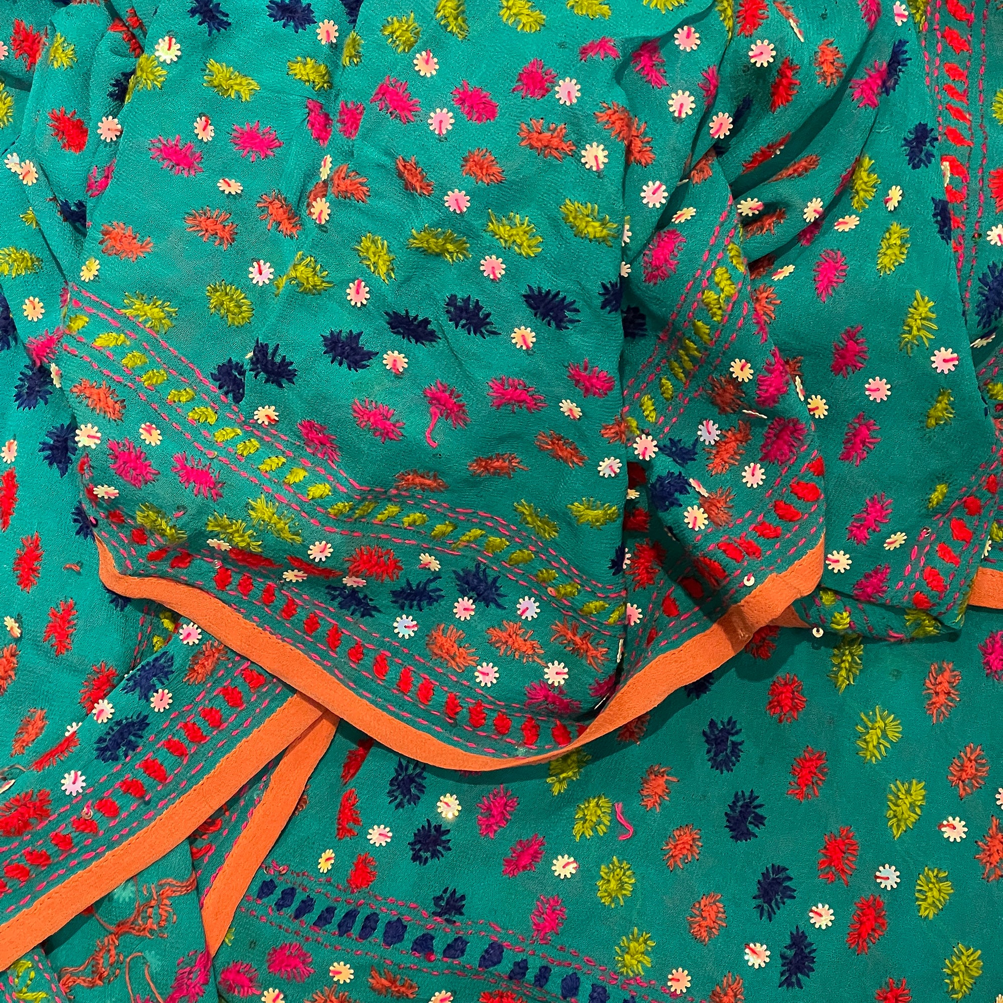 Vintage Peacock Phulkari Dupatta Scarf - Vintage India NYC