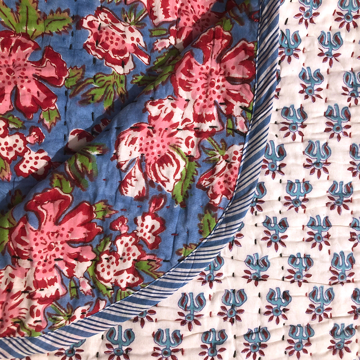 Blockprint Reversible Baby Blankets - Vintage India NYC