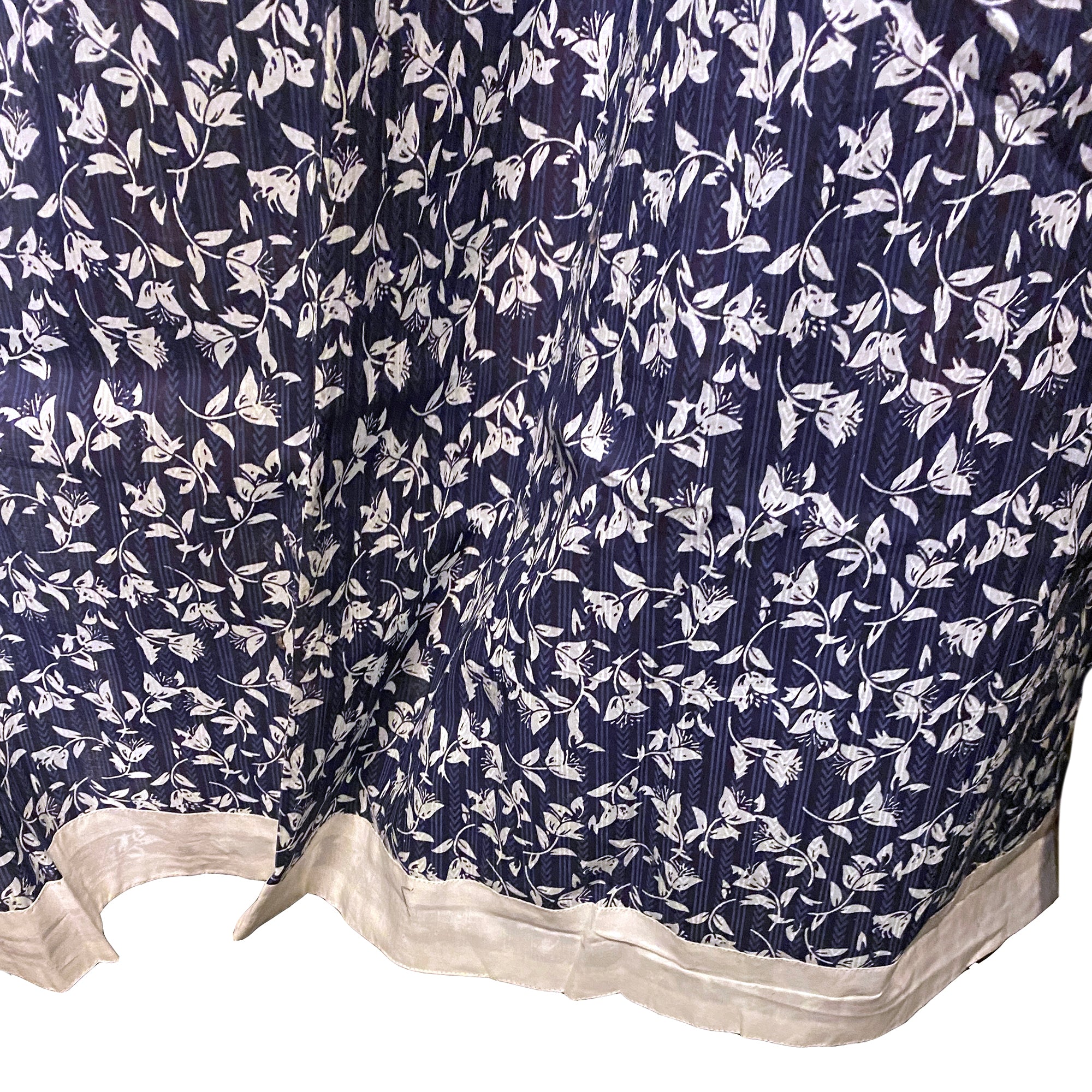 Navy & White Cotton Curtain Pair-5 Patterns - Vintage India NYC