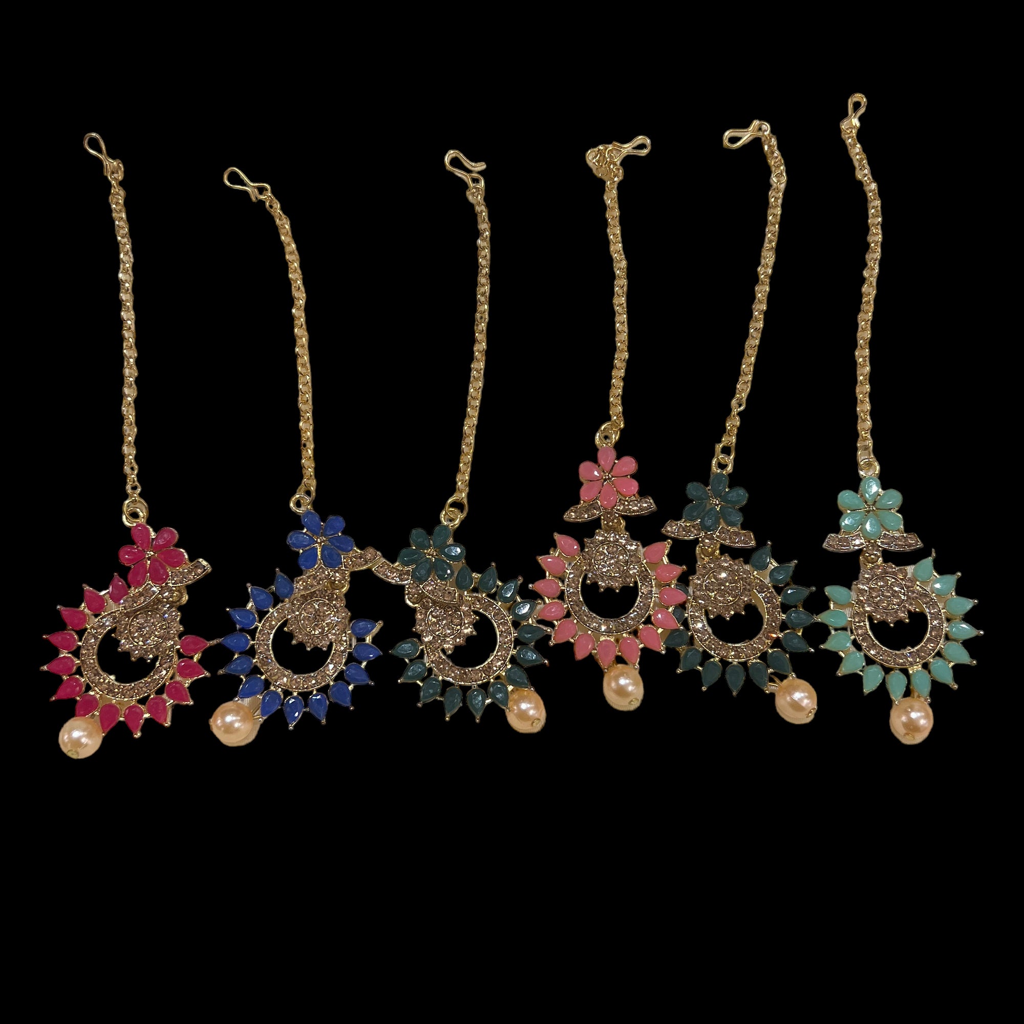 Flower Burst Maang Tikkas-5 Colors - Vintage India NYC