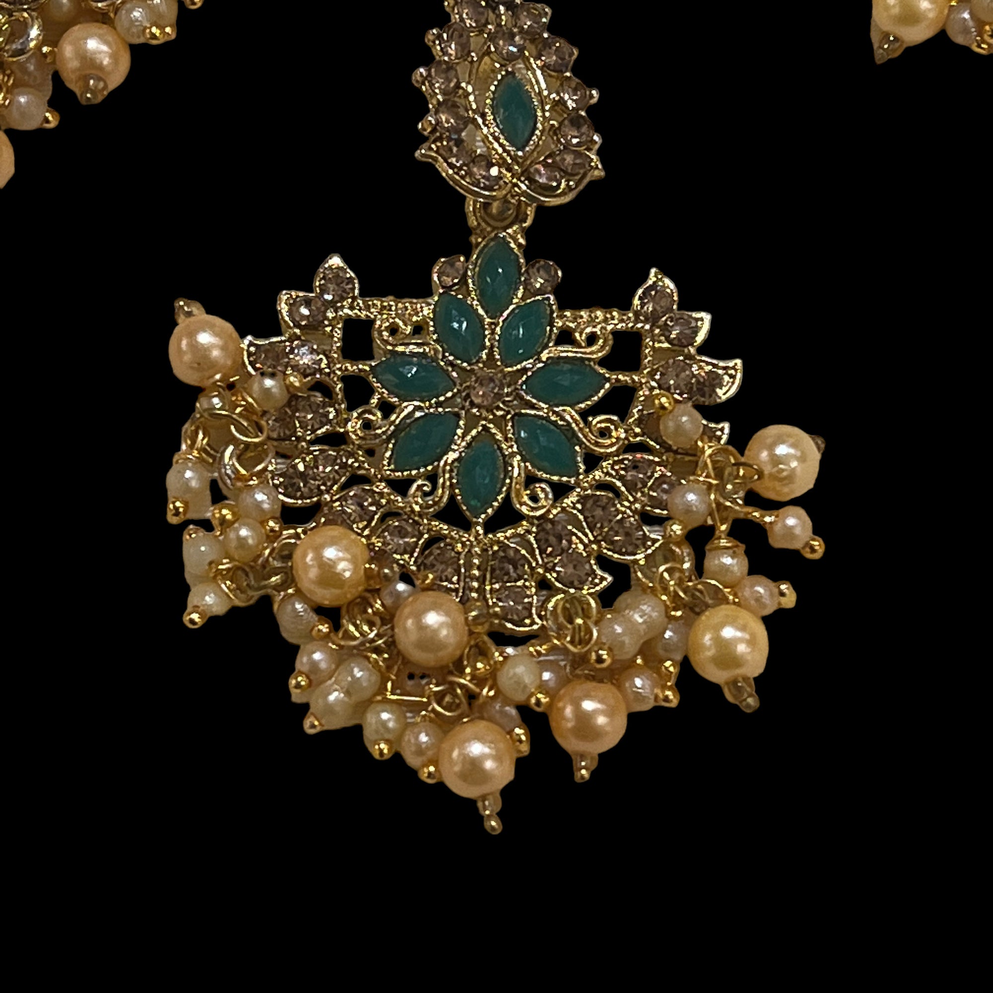 Flower w Pearl Maang Tikkas-5 Colors - Vintage India NYC