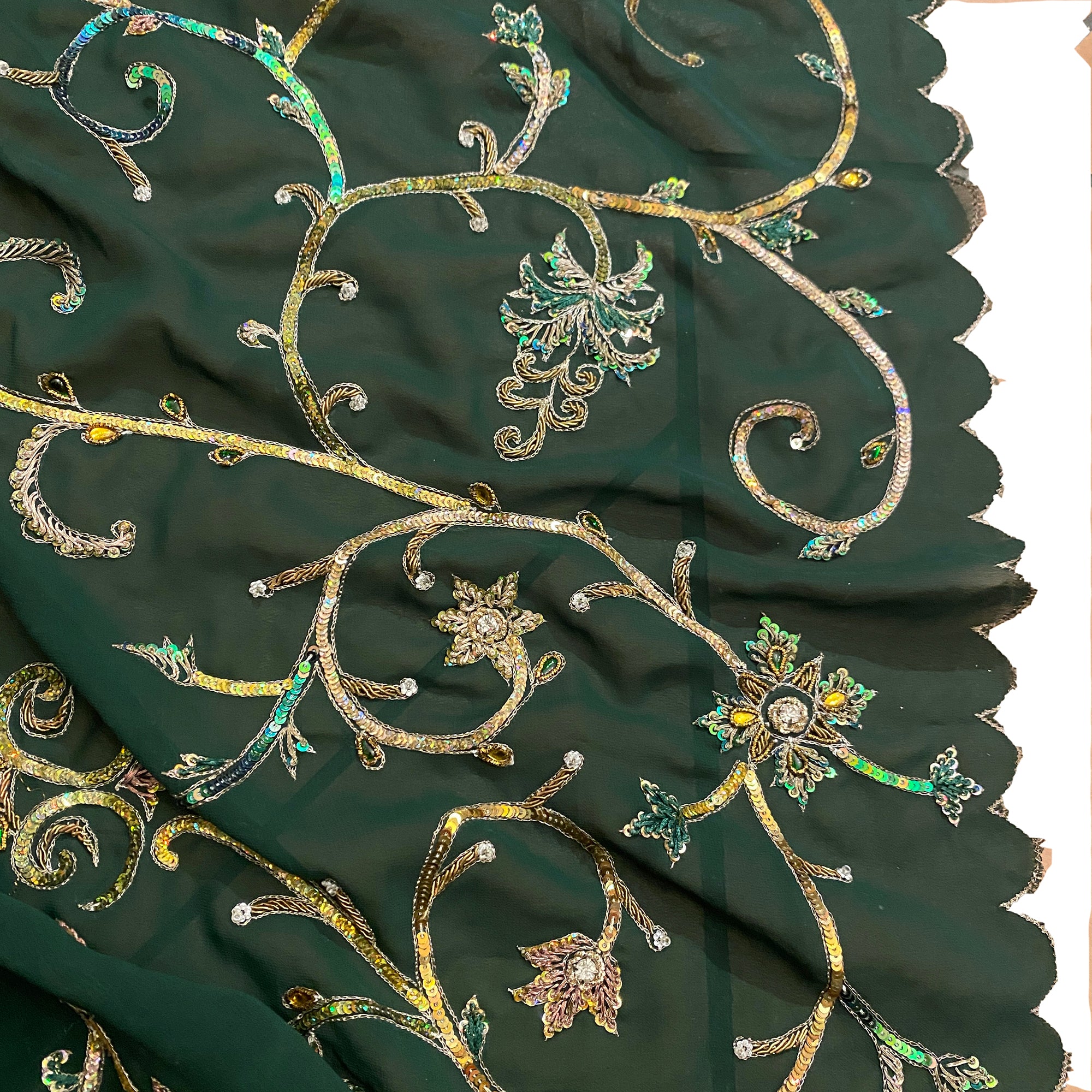 Vintage Heavy Work Dupatta Scarf 8570 - Vintage India NYC