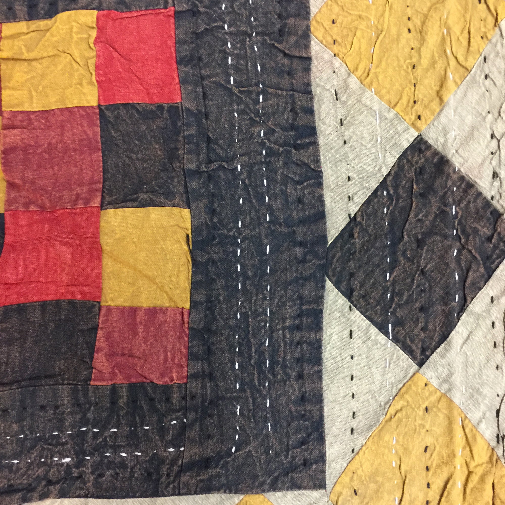 Checkered Patchwork Kantha Quilt-6 colors - Vintage India NYC